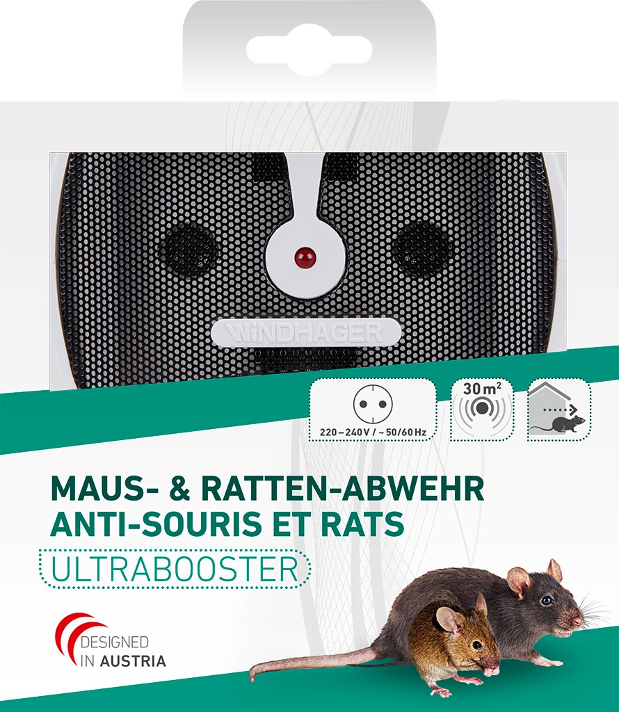 Windhager Ultraschall-Tierabwehr »Maus- und Rattenabwehr Ultrabooster mit Netzteil« Schädlingsbekämpfung für dauerhaften Einsatz , Mäuse vertreiben