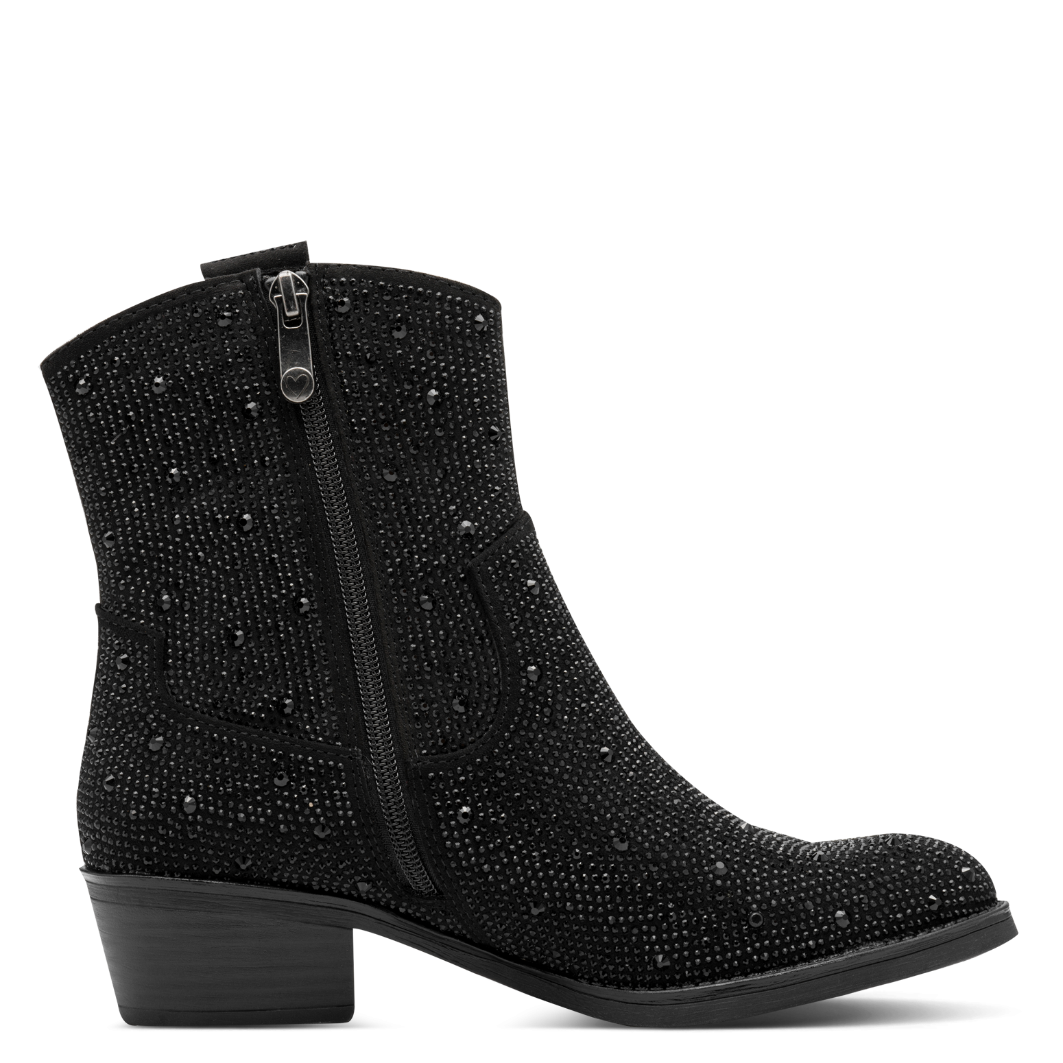 MARCO TOZZI Stiefelette, Blockabsatz, Westernboots mit funkelenden Strasssteinen besetzt