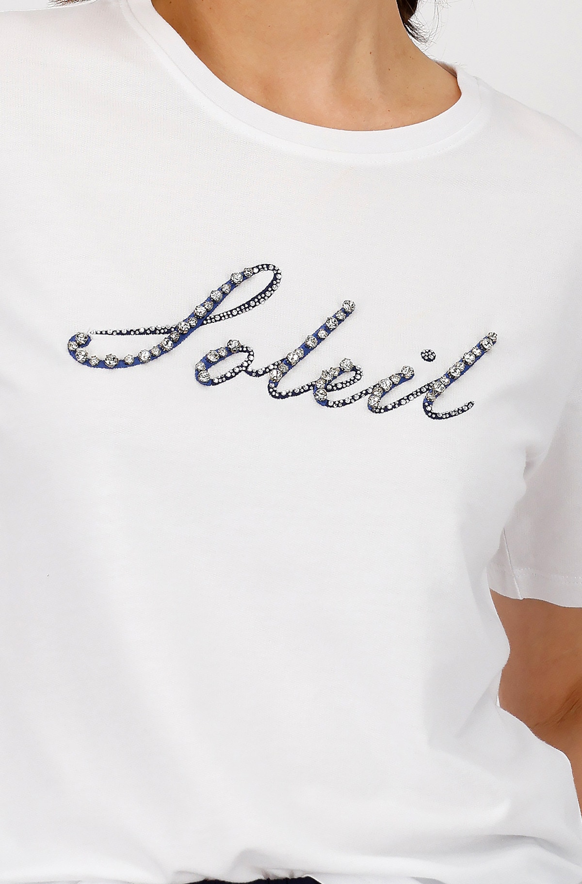 Monari T-Shirt »Shirt Schmuckschrift«, Mit Rundhalsausschnitt