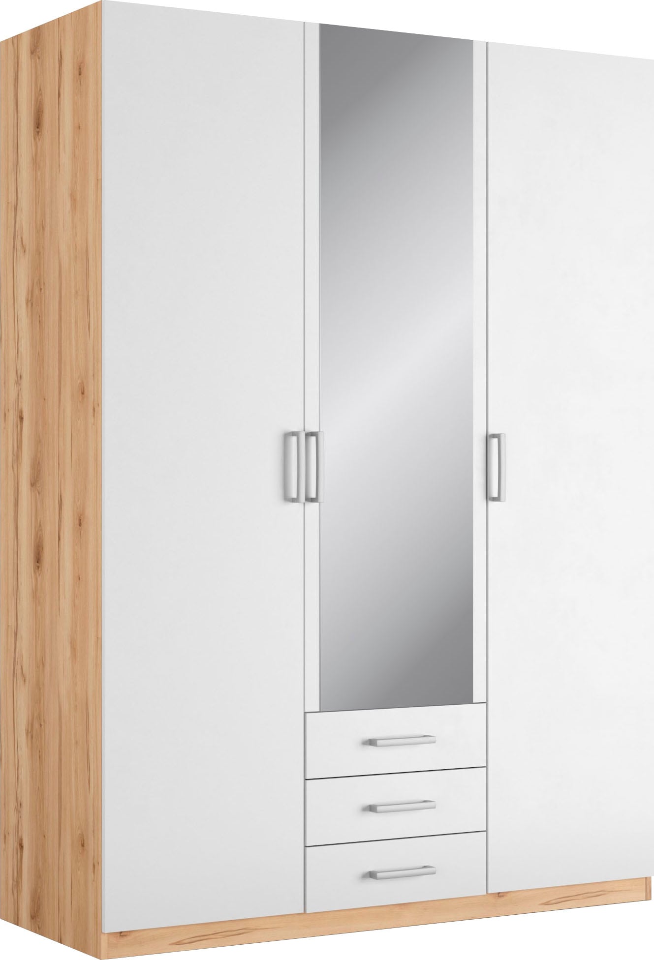 Kleiderschrank PRIESS, B:140cm H:193cm T:56cm, weiß, Holzwerkstoff, Schlafzimmer, Schränke, "Amsterdam", mit oder ohne LED-Beleuchtung