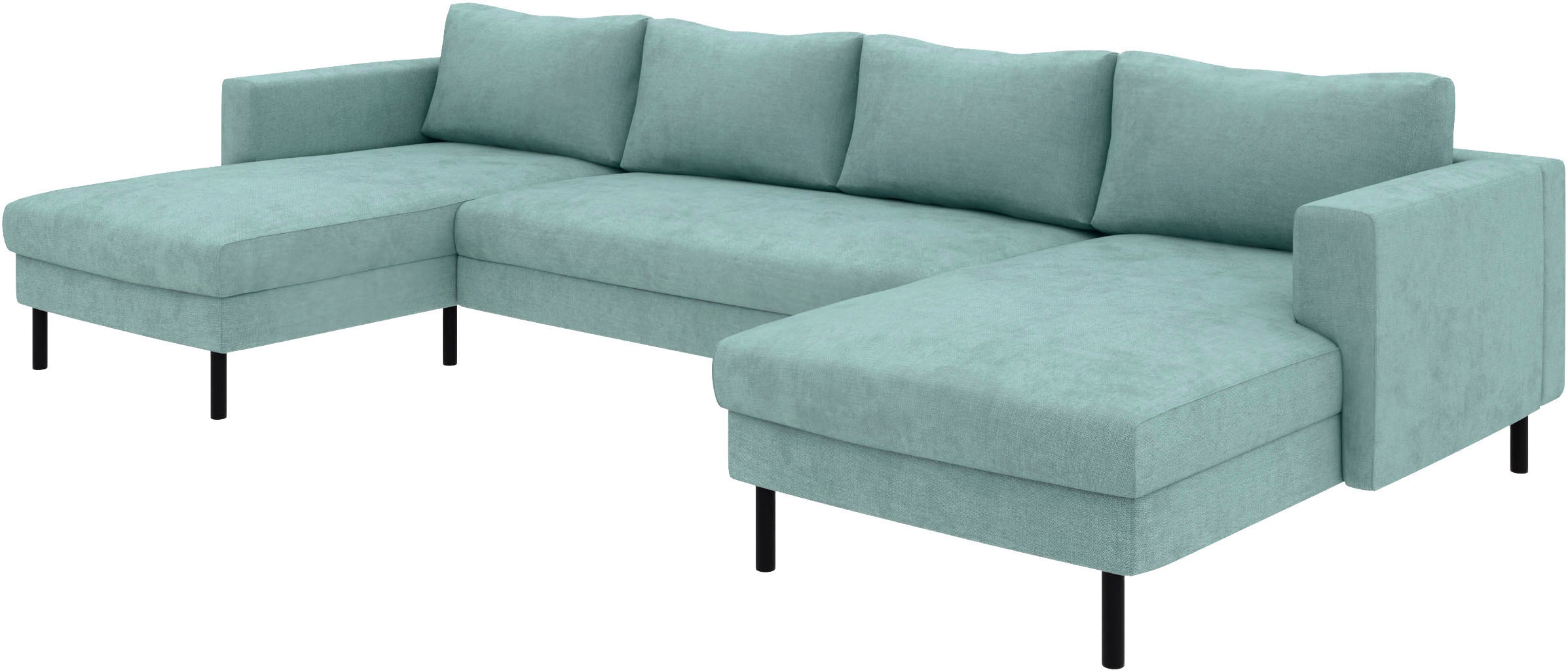 TRENDMANUFAKTUR Wohnlandschaft »Amazing II, wahlw. mit Schlaffunktion & Bettkasten, Fuß schwarz« Sofa in U-Form, in Cord, Struktur LEO o. Struktur LINO, Breite 305 cm