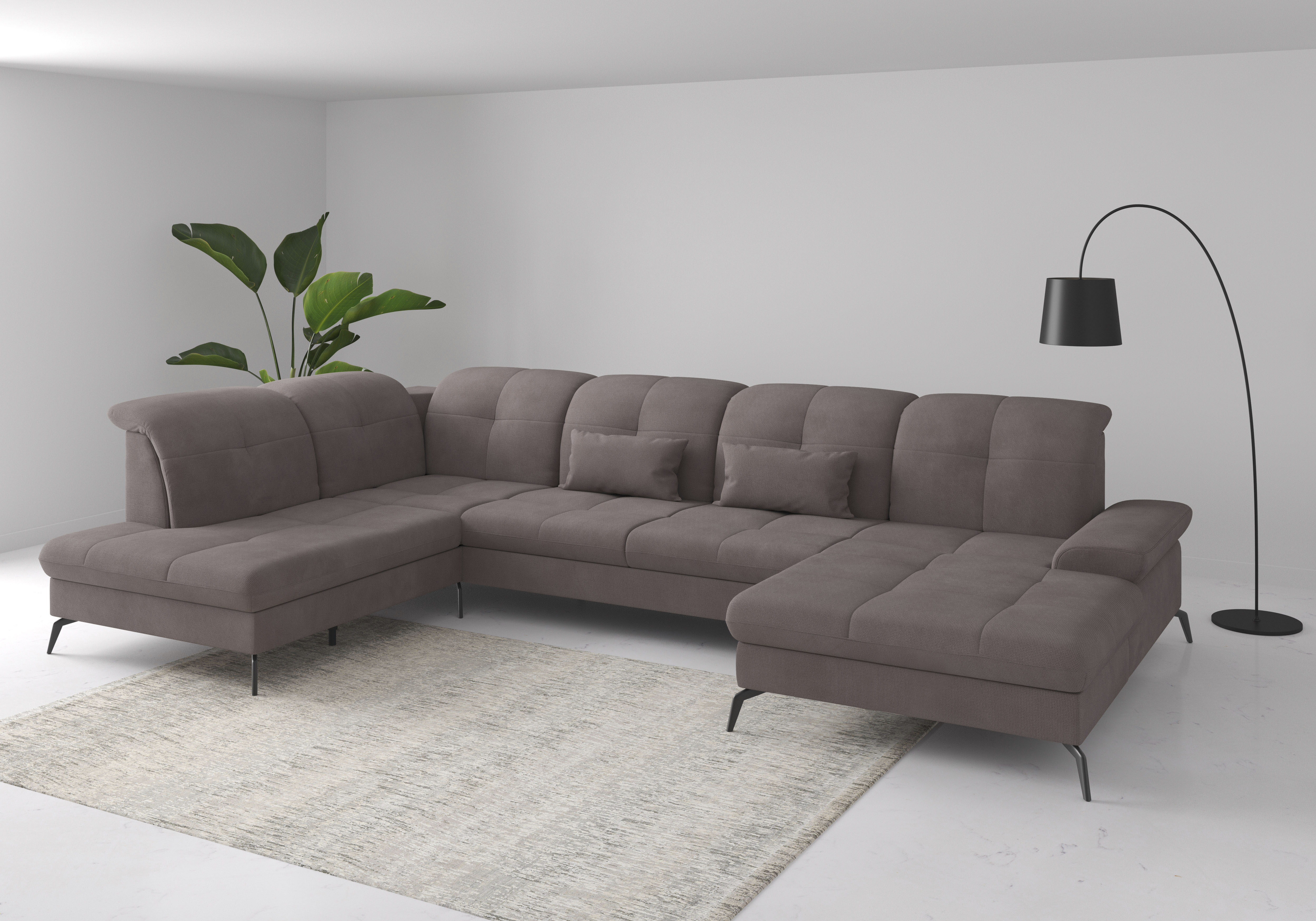 sit&more Wohnlandschaft "Amica, U-Form, inkl. Sitztiefenverstellung und Armteilverstellung" wahlweise mit Kopfteilverstellung, Schlaffunktion und Bettkasten