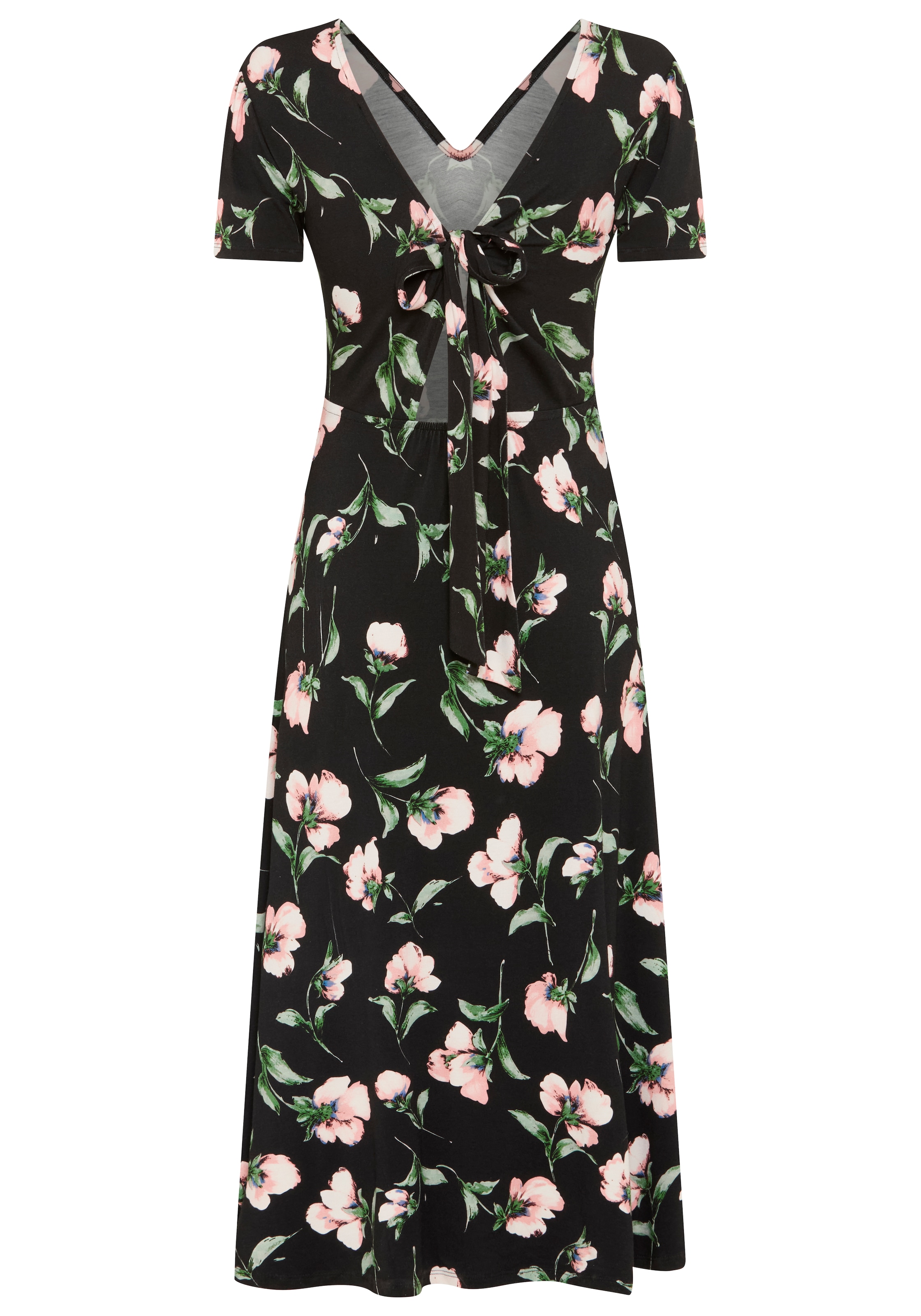 Laura Scott Midikleid mit tiefem Rückenausschnitt und Knotendetail, geblümt