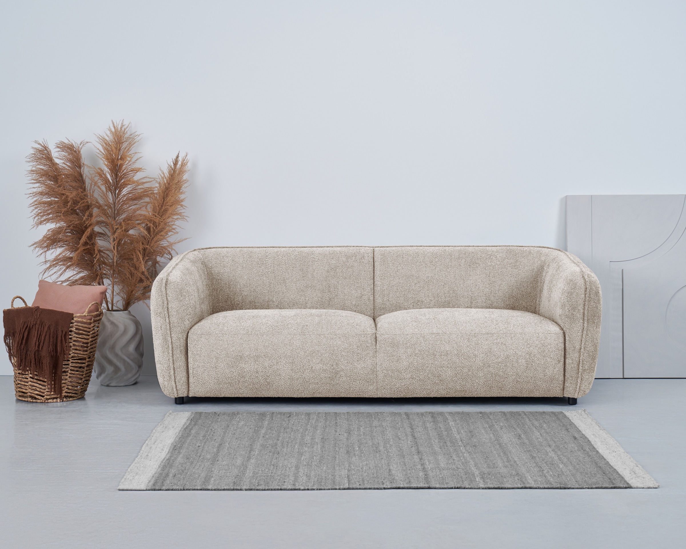 OTTO home 3-Sitzer "OSTRUP, Naturtöne, Boucle oder Chenille" Breite 221 cm, organische Form mit sanften Rundungen