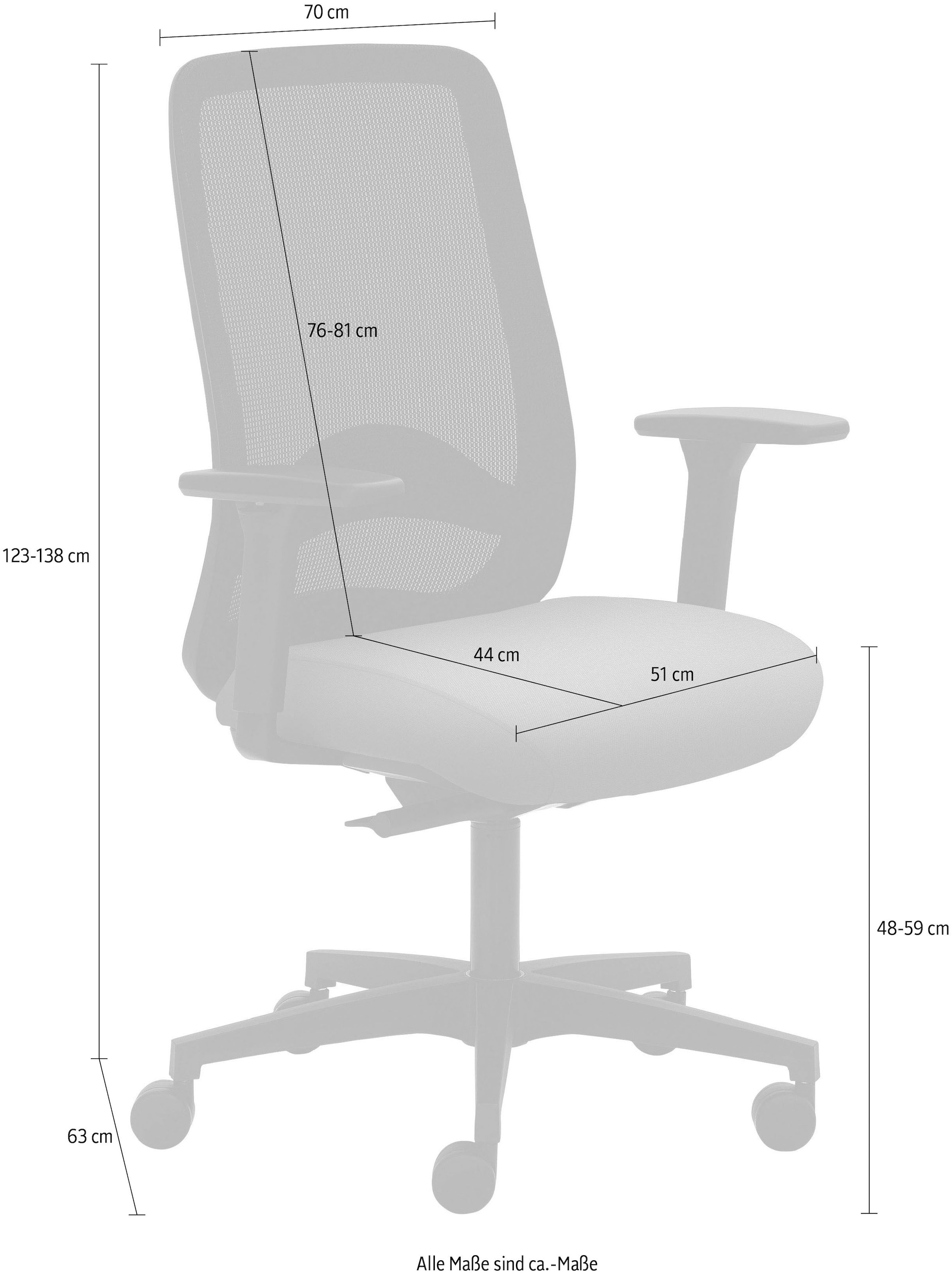 Mayer Sitzmöbel Drehstuhl »2228«, Struktur (recyceltes Polyester), 4D Armlehnen, Kopfstütze, Sitztiefenverstellung