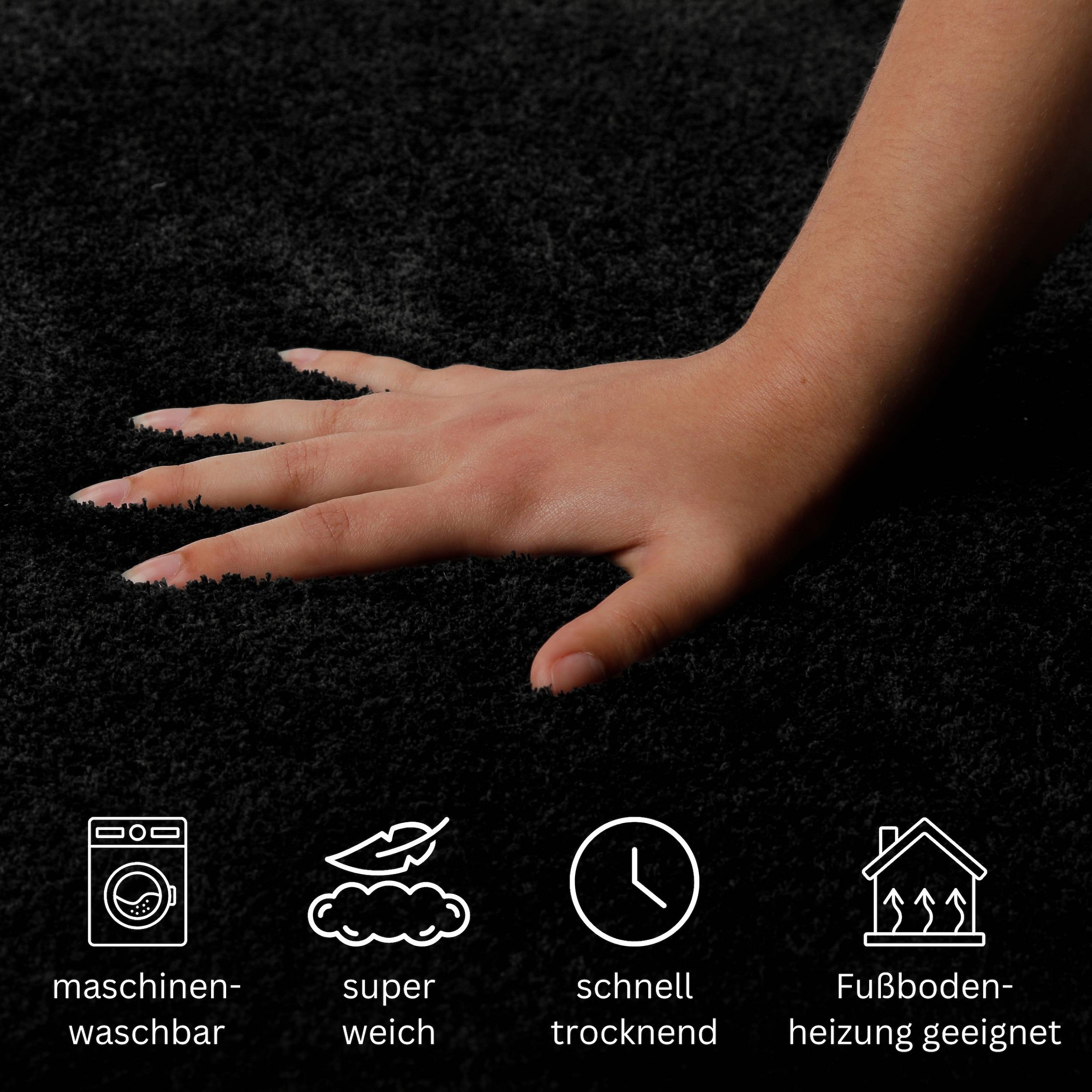 my home Badematte »Neele«, rutschhemmend beschichtet, schnell trocknend, Badteppich, getuftet, modern, Uni, antirutsch, flauschig, hochflor