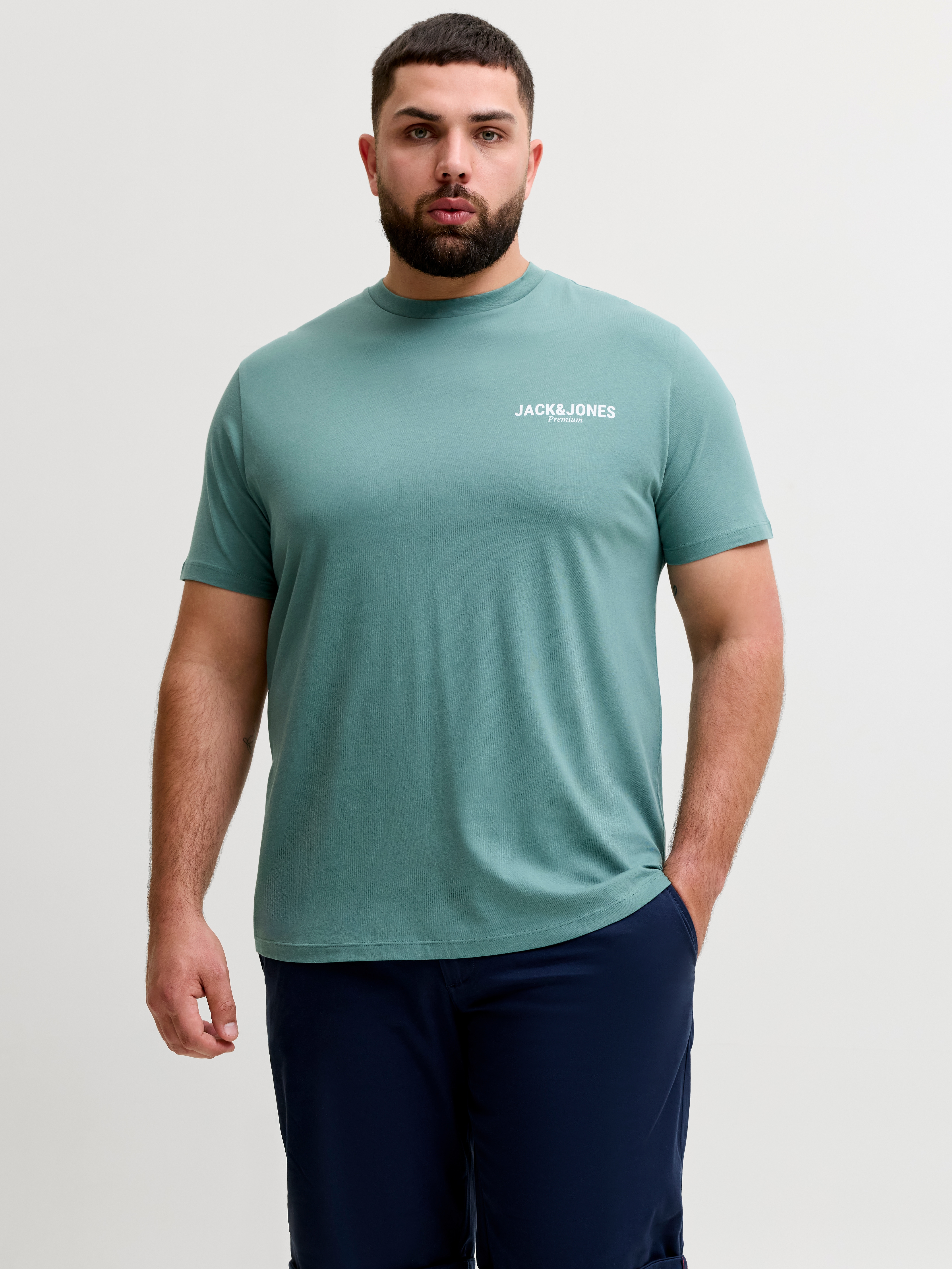 Jack & Jones PlusSize T-Shirt "Jprblaoscar Ss Tee Fst Pls" Mit Logo Schriftzug