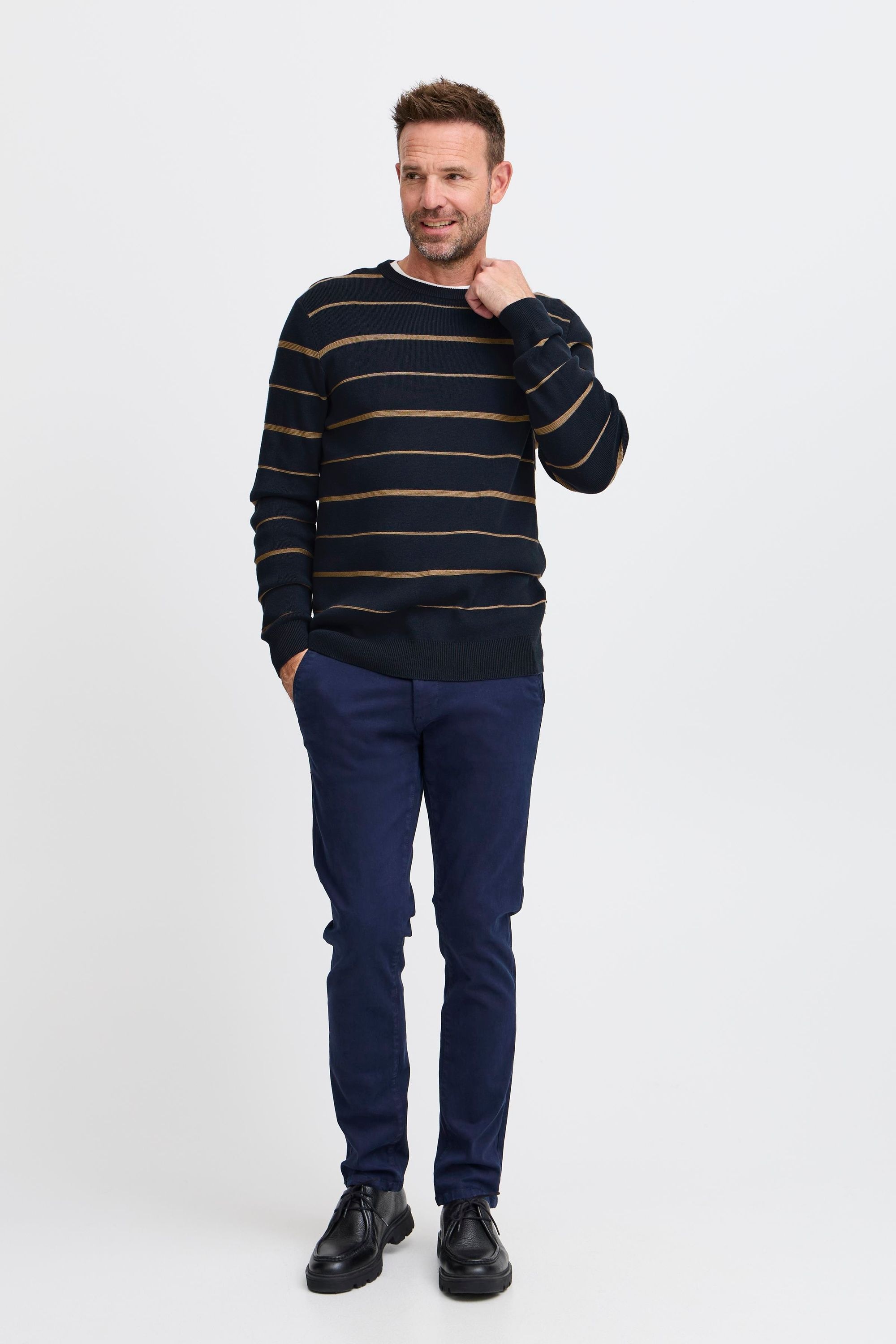 FQ1924 Strickpullover »Strickpullover FQKYLE reversed strip crewneck neck«