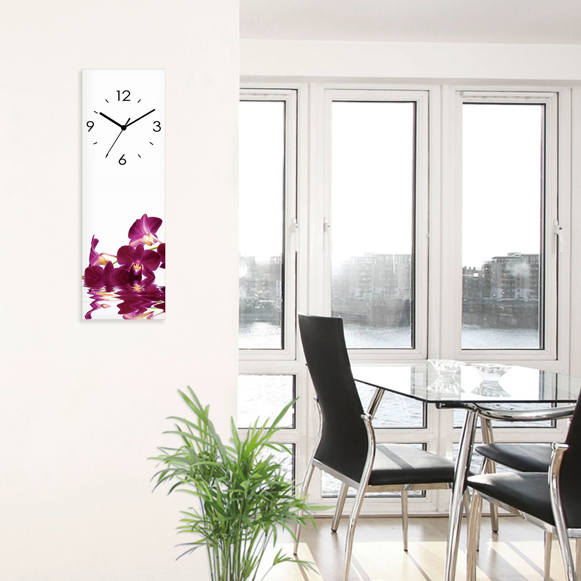 Artland Wanduhr »Phalaenopsis Orchidee«, wahlweise mit Quarz- oder Funkuhrwerk, lautlos ohne Tickgeräusche