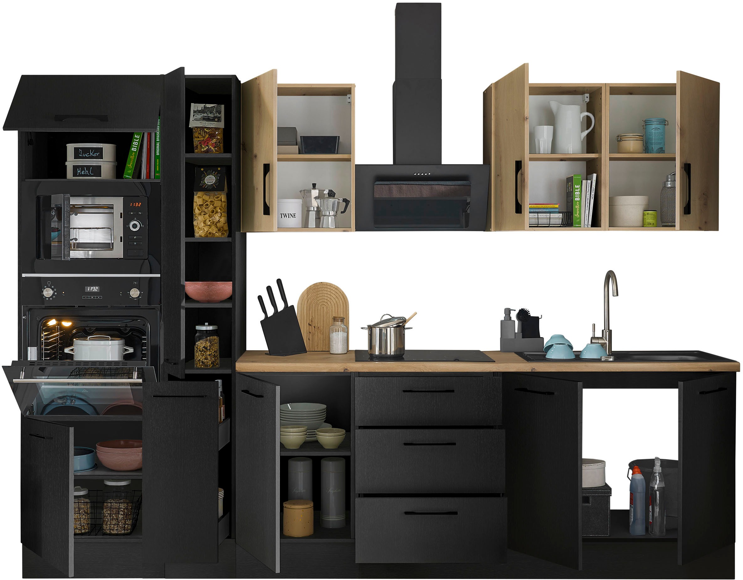 BASIC by Balculina Küchenzeile »Turin«, Breite 300 cm, wahlweise mit E-Geräten