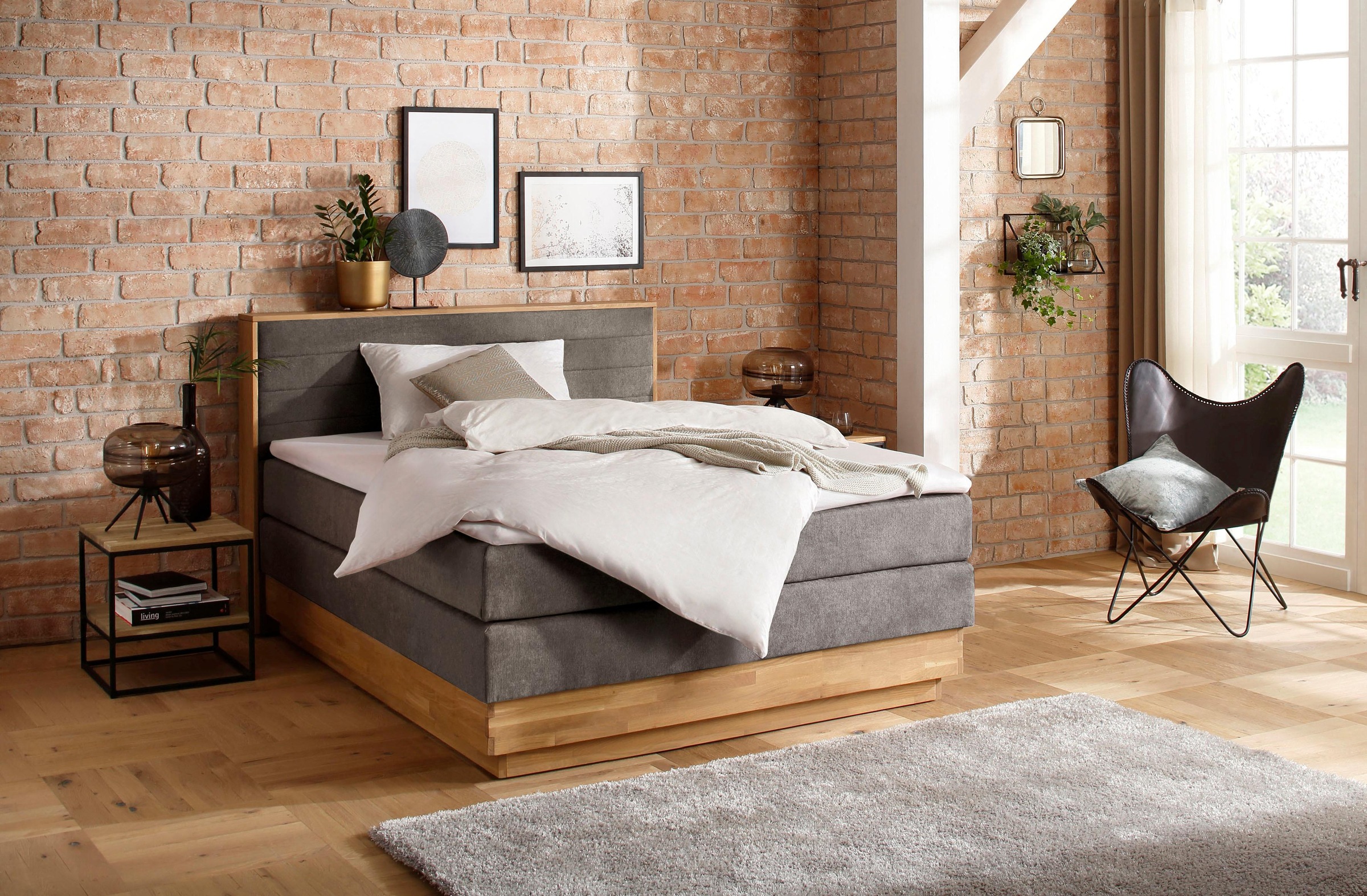 Home affaire Boxspringbett "Cavan" Eiche, inkl. Bettkasten & Topper, versch günstig online kaufen