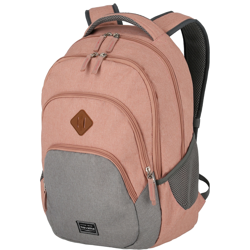 travelite Laptoprucksack »Basics Melange, rosa/grau«