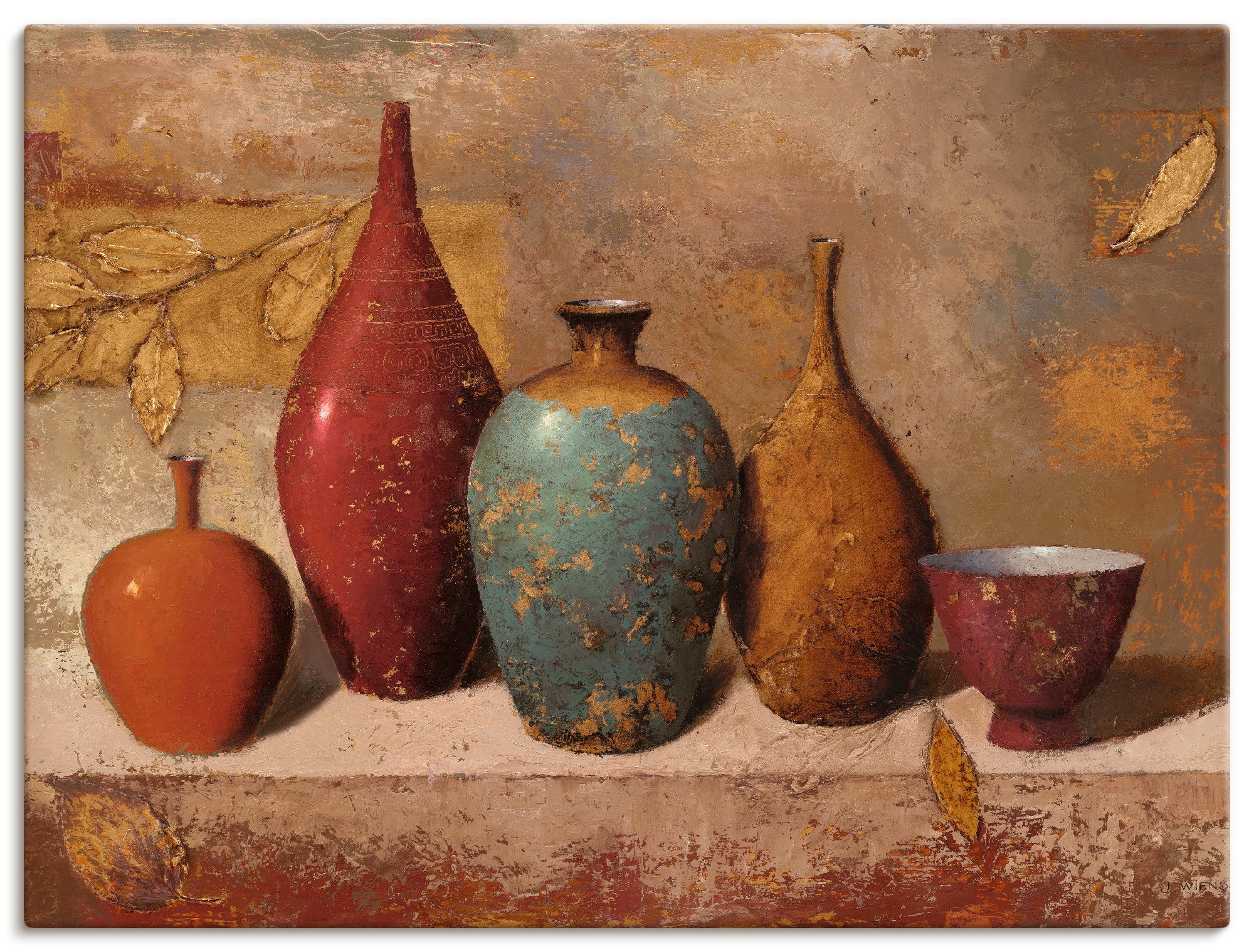 Artland Wandbild »Blätter bestellen Vasen | Wandaufkleber als Leinwandbild, BAUR in (1 & oder Töpfe, St.), und Poster Gefäße«, Größen versch