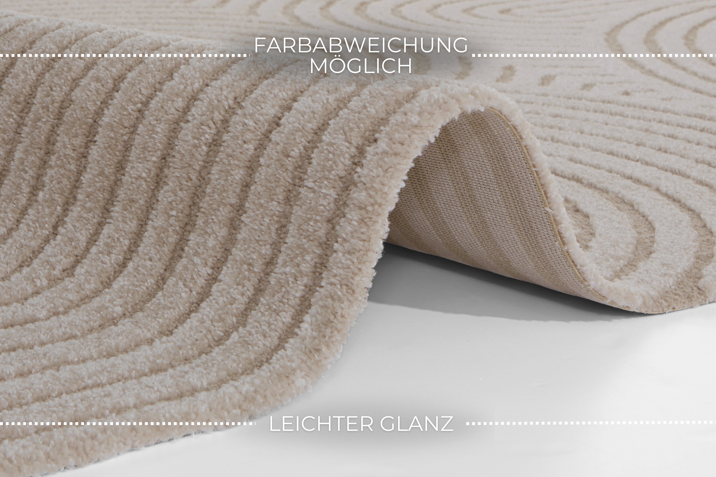 ELLE DECORATION Designteppich »Panglao«, rechteckig, 14 mm Höhe, flauschiger uni Kurzflor, Hoch Tief Struktur, modern, Wohnzimmer
