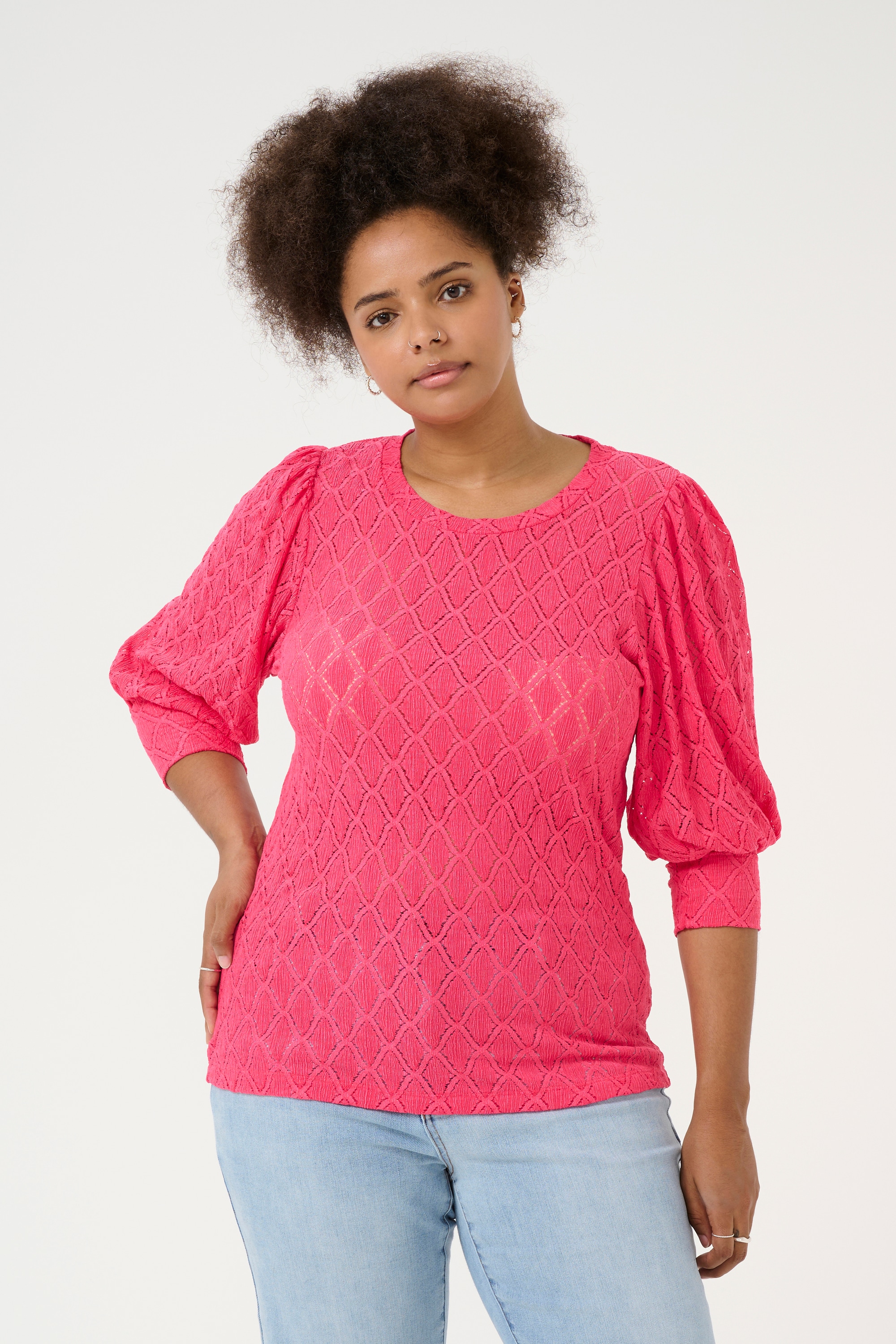 KAFFE Curve Langarmbluse »Damen Bluse langarm KCtia«