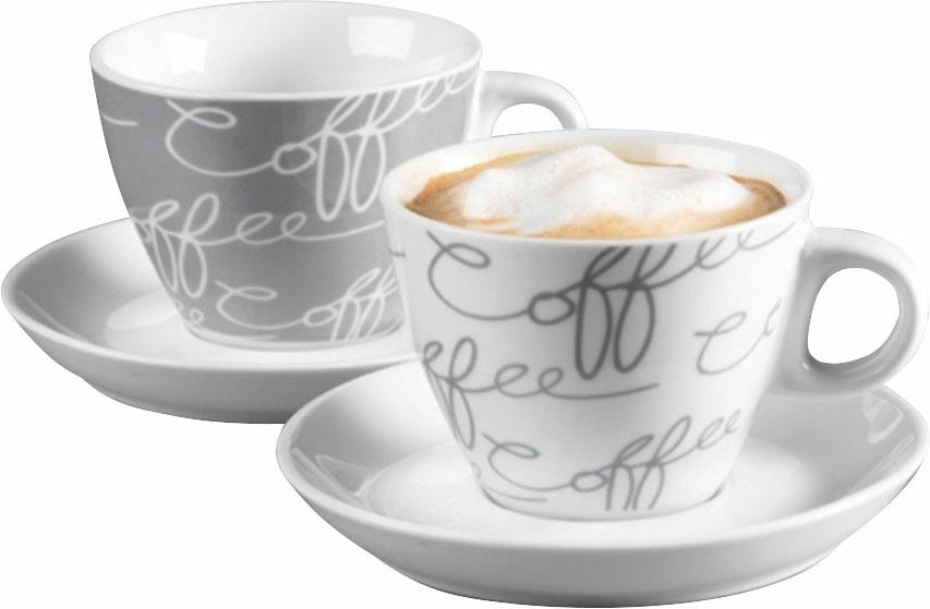 Ritzenhoff & Breker Cappuccinotasse "Cornello Grey" 2 Tassen, 2 Untertassen günstig online kaufen