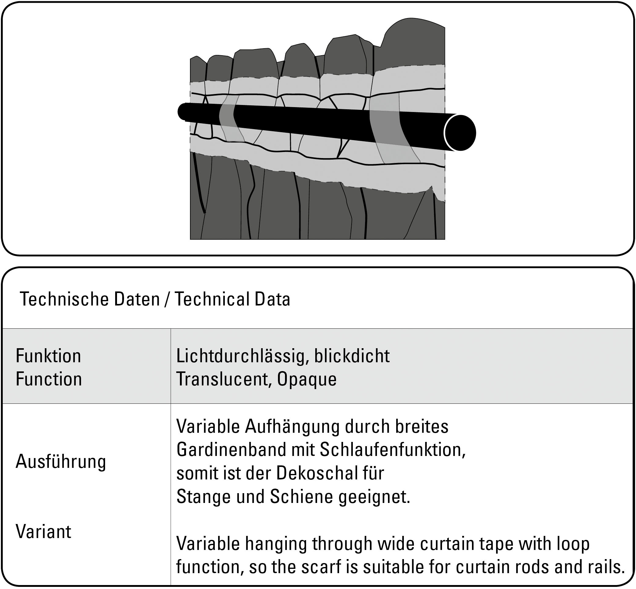 Gardine »Schal Blockstreifen«, (1 St.), mit Gardinenband und verdeckten Schlaufen
