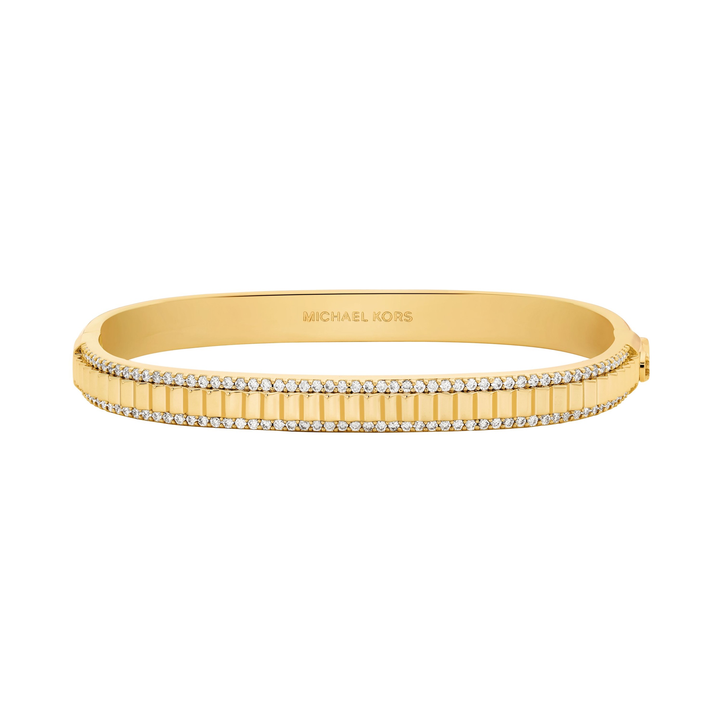 Armreif MICHAEL KORS "Schmuck Geschenk Metall PREMIUM", gelbgoldfarben, kristallweiß, kristallweiß, Armbänder, Damen, 17,8cm, Metall, Armreif, mit Zirkonia (synth.) 2