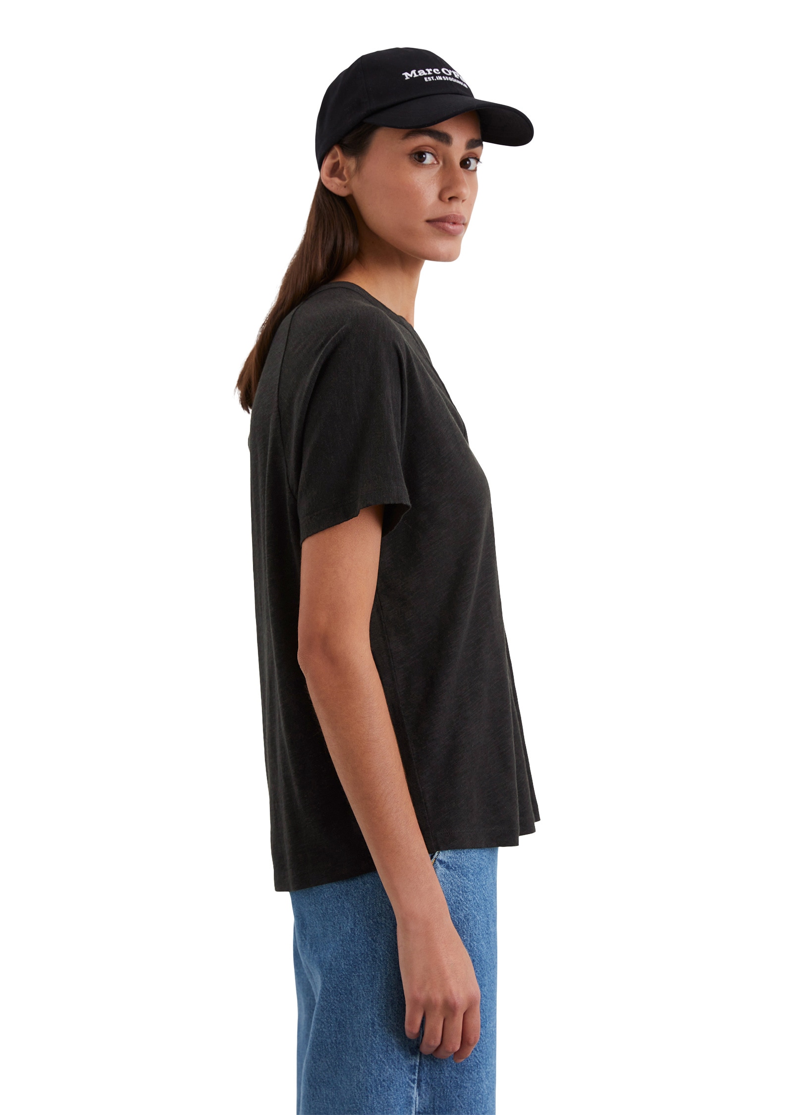 Marc O'Polo Kurzarmbluse »aus Organic Cotton-Viskose-Slub-Jersey«