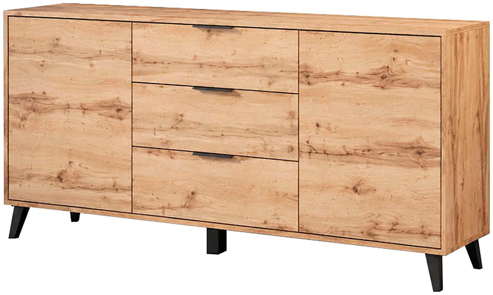 OTTO home Sideboard "OSLO – Modernes Stauraummöbel mit Schubladen und Schrankfächern" Verstellbare Böden, praktische Griffe und hohe Füße vereint