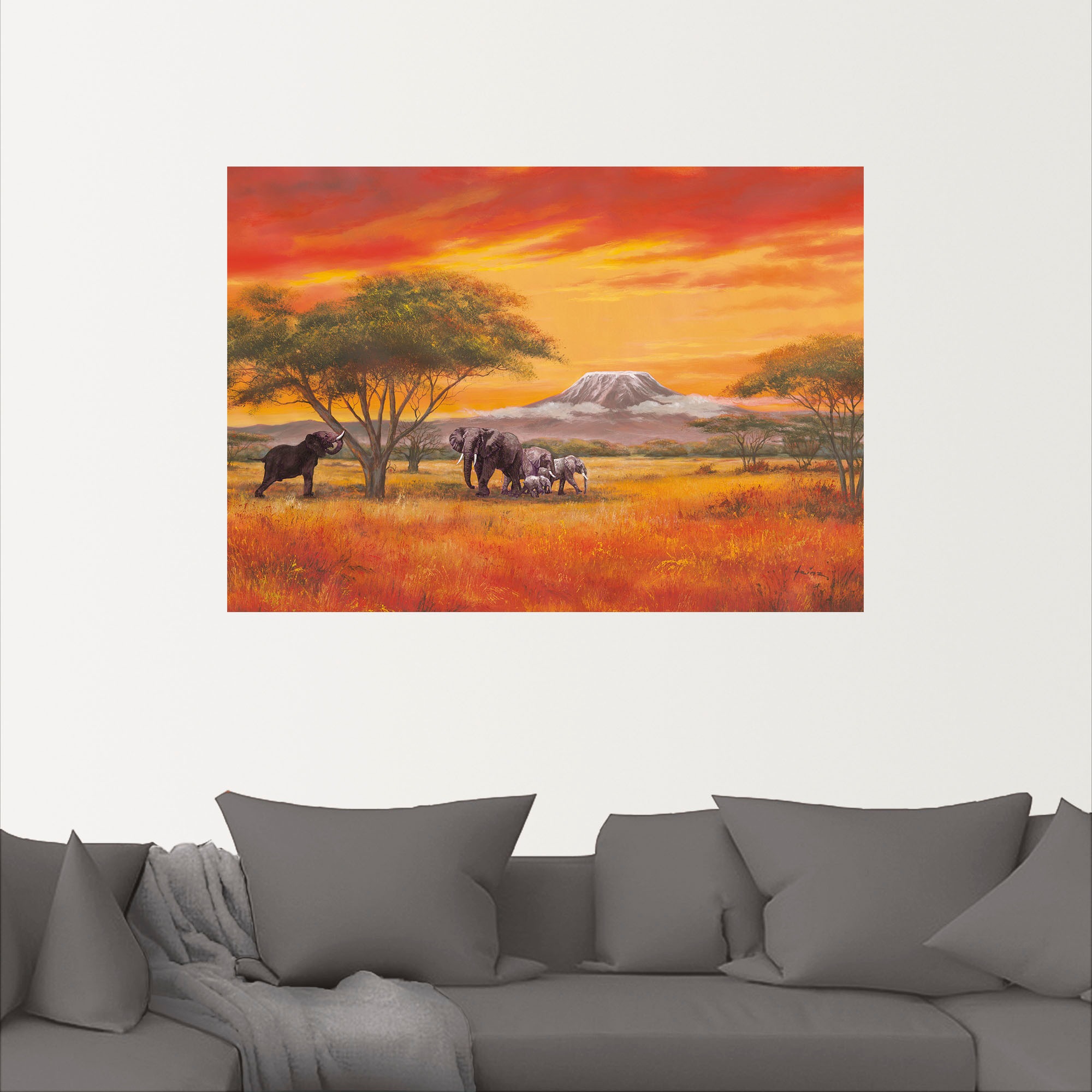 Artland Wandbild »Elefanten«, Elefanten Bilder, (1 St.), als Alubild, Outdoorbild, Leinwandbild, Poster, Wandaufkleber