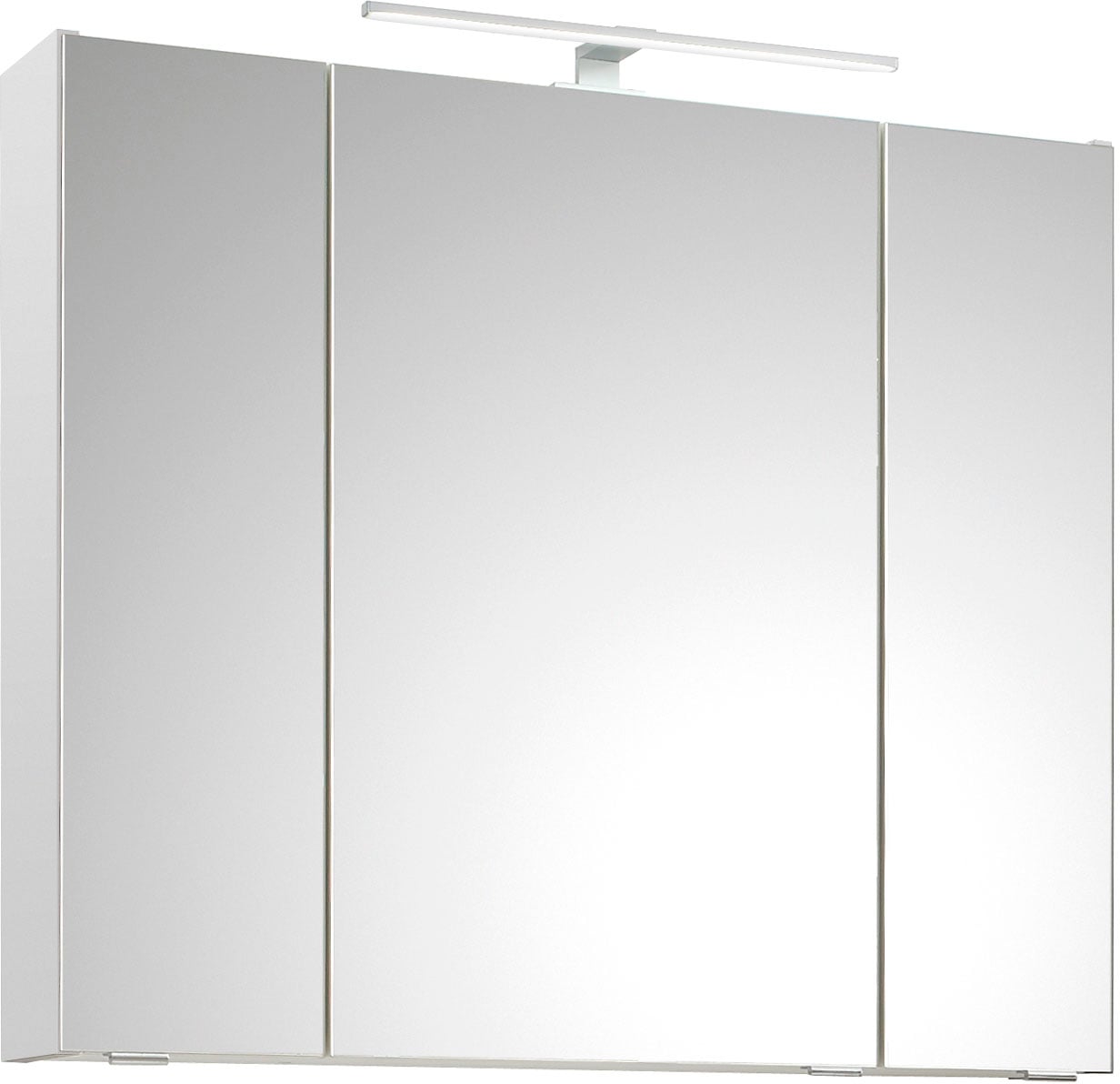 Saphir Spiegelschrank »Quickset 857 Badschrank, 3 Spiegeltüren, 6 Einlegeböden, 80 cm breit«, inkl. LED-Beleuchtung, Türdämpfer, Schalter-/Steckdosenkombination