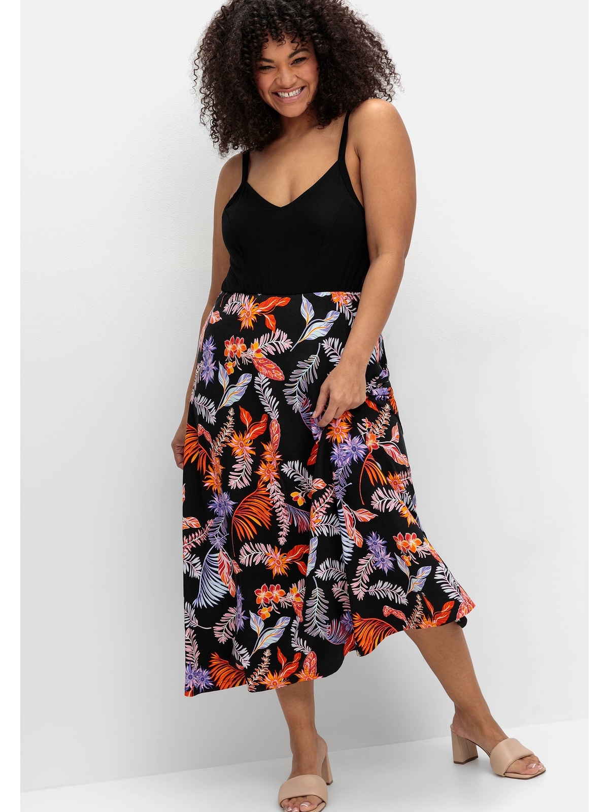 Sheego Sommerkleid »Große Größen«, mit Blumenprint, in Midilänge