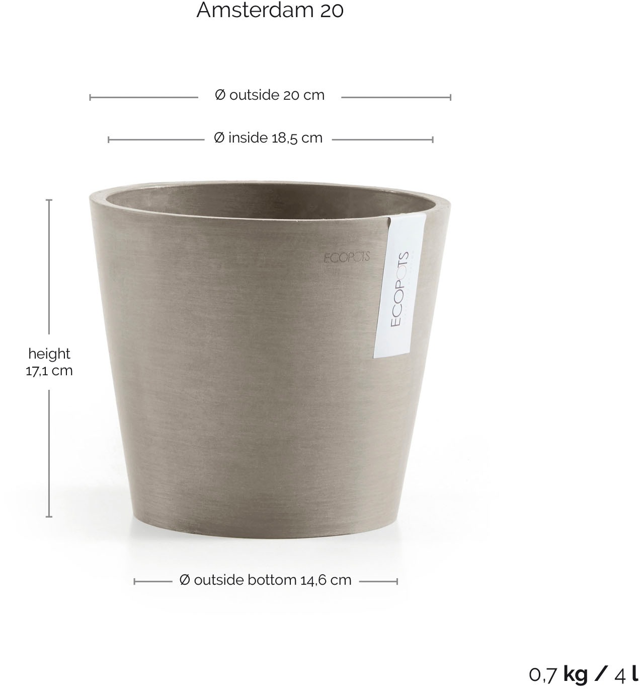 ECOPOTS Blumentopf »Amsterdam« ØxH: 20x17,5 cm