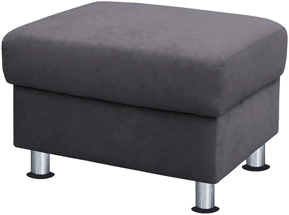 TRENDMANUFAKTUR Hocker "Rondo, Polsterhocker zur Serie, Breite 67 cm, Füße chromfarben" Fußhocker wahlweise mit Federkern, in verschiedenen Bezügen bestellbar