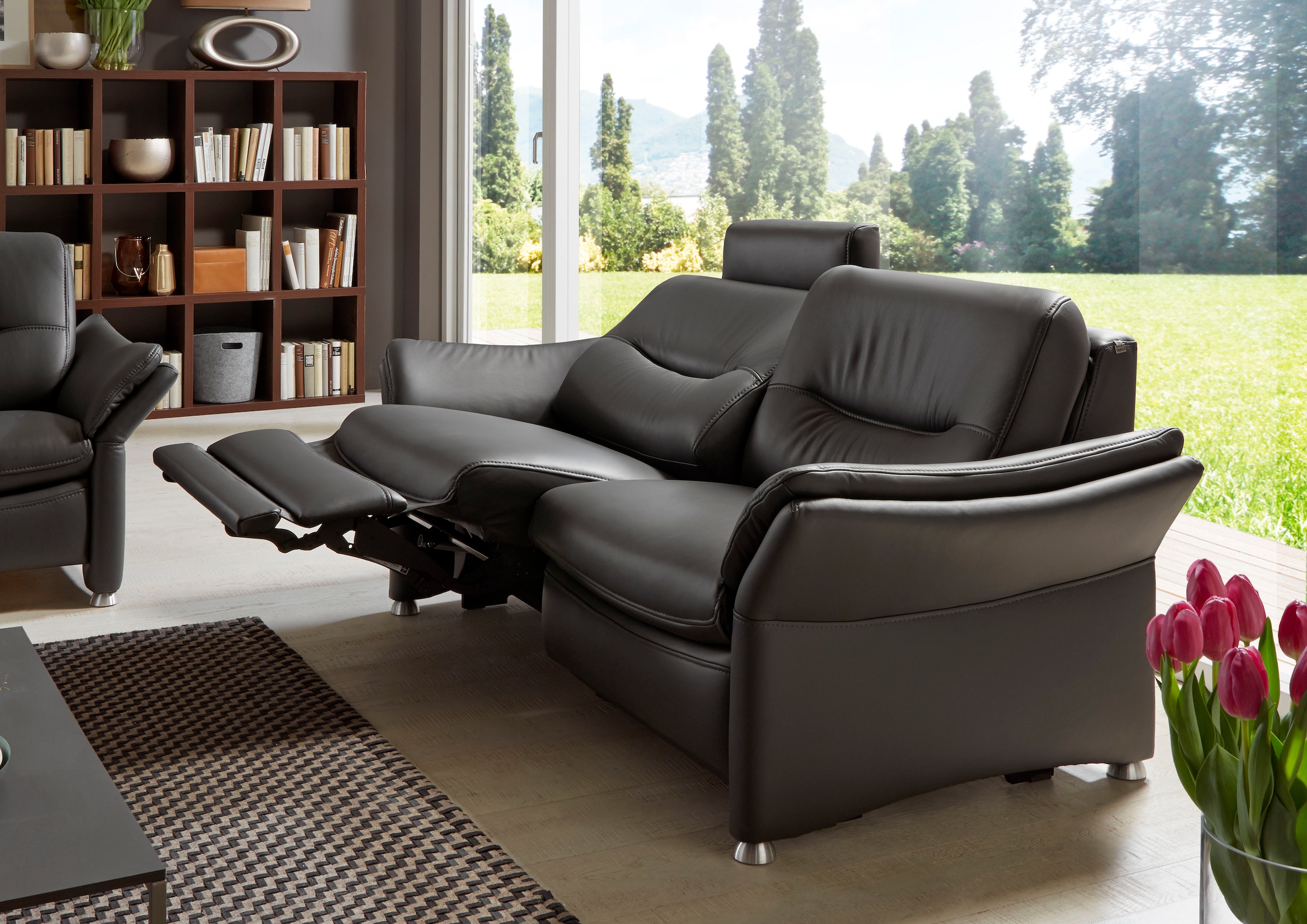 HUKLA 2,5-Sitzer »HU-SF15058 Ledersofa, Breite 194 cm«, aus Leder, optional Kopfstütze u. WallAway-Funktion