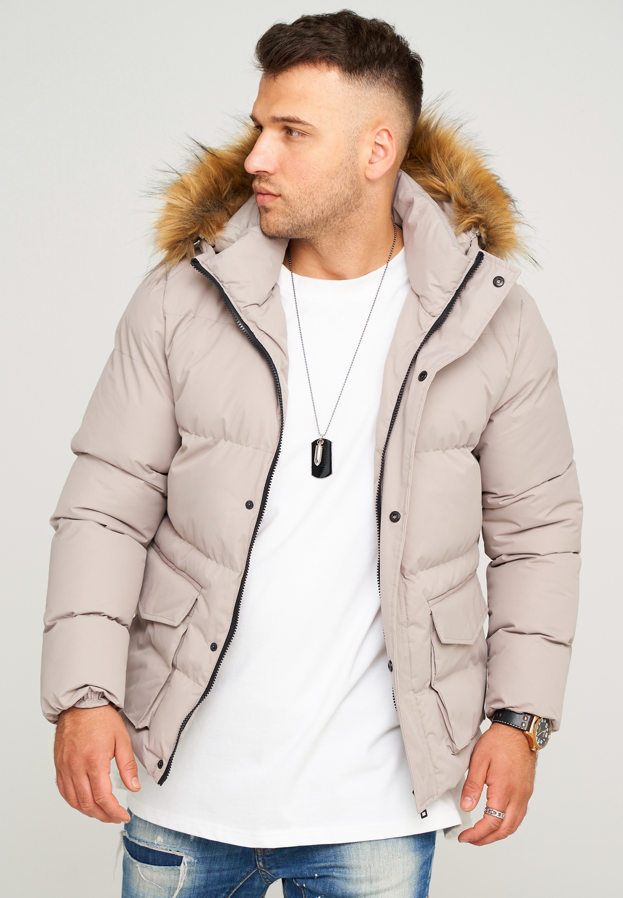 Kunstfellkapuze Steppjacke ▷ BAUR für abtrennbarer »BHADLYR«, mit | behype