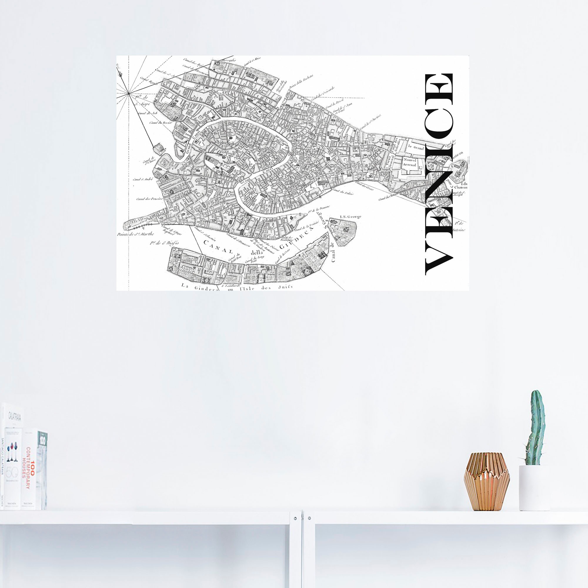 Artland Wandbild »Venedig Karte Straßen Karte«, Italien, (1 St.), als Alubild, Leinwandbild, Wandaufkleber oder Poster in versch. Größen