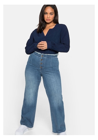 Sheego Gerade Jeans »Jeans«, mit fransigem High-Waist-Bund kaufen