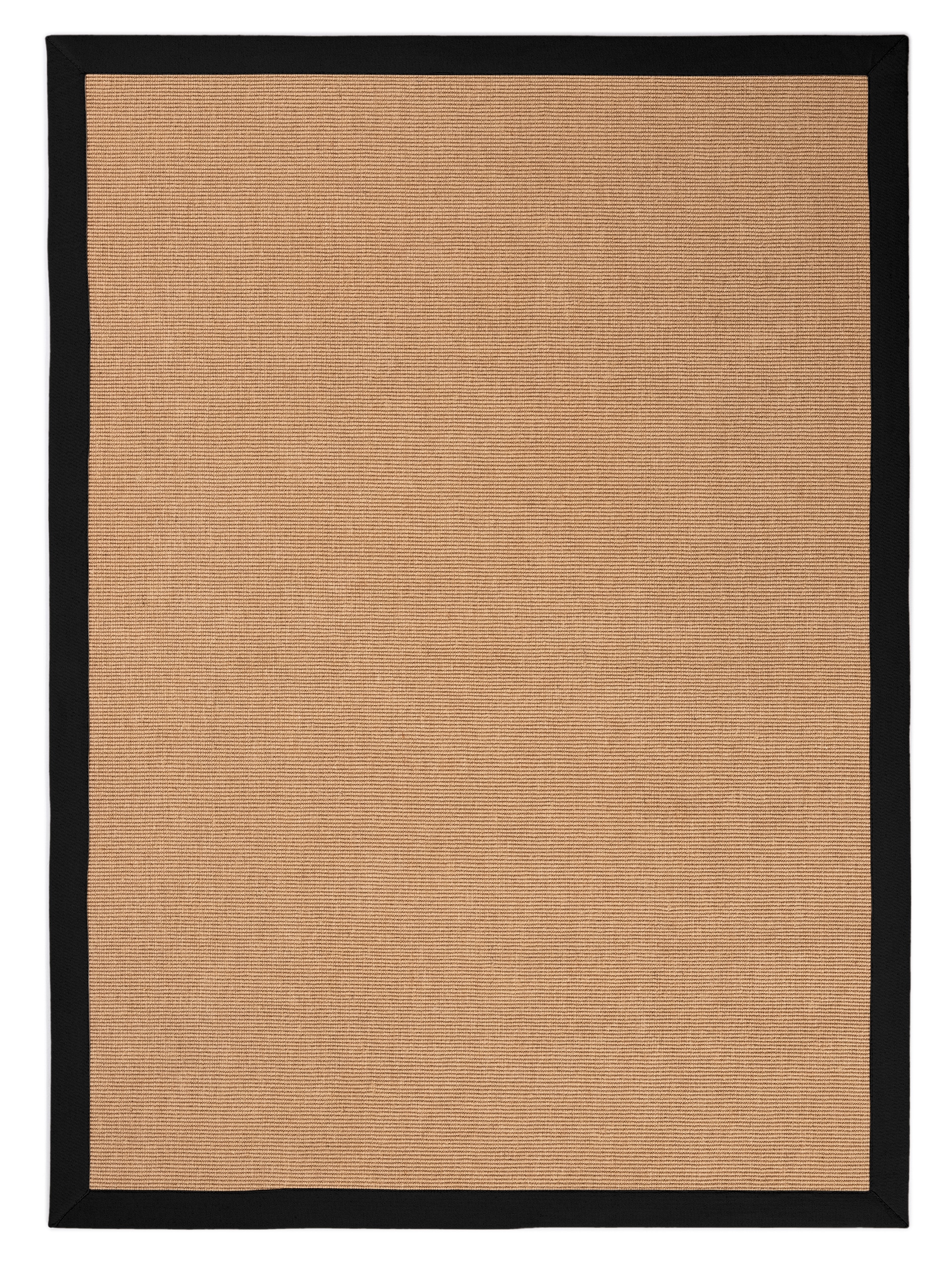 Sisalteppich CARPETFINE "Sisal , auch als Läufer erhältlich", grau (schwarz), B:200cm H:5mm L:290cm, Sisal, Teppiche, Sisalteppich, mit farbiger Bordüre, Anti Rutsch Rückseite, viele Größen, Wohnzimmer