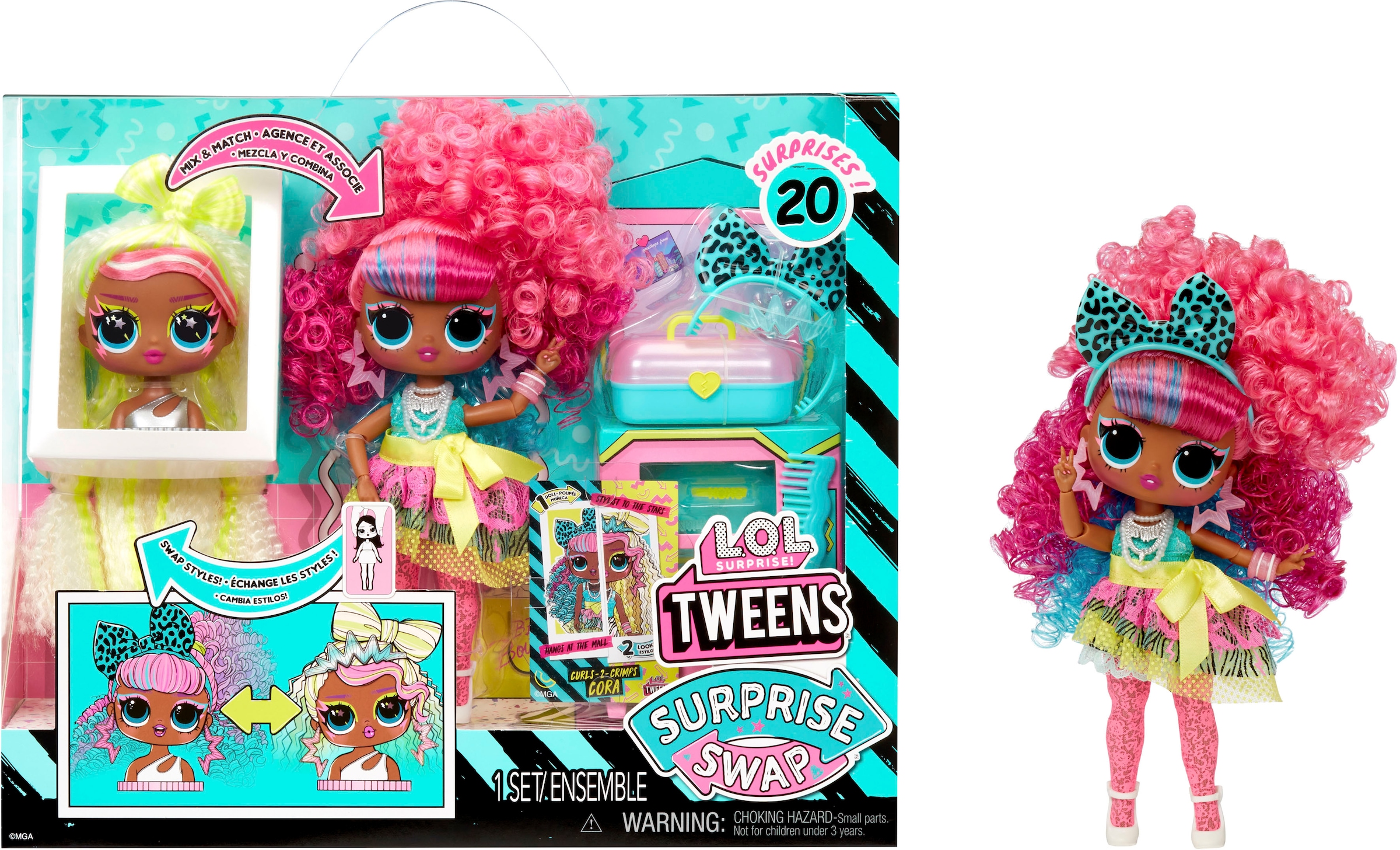 L.O.L. SURPRISE! Anziehpuppe »L.O.L. Surprise Tweens Surprise Swap - Curls-2- Crimps Cora«, mit zusätzlichem Kopf im anderem Look