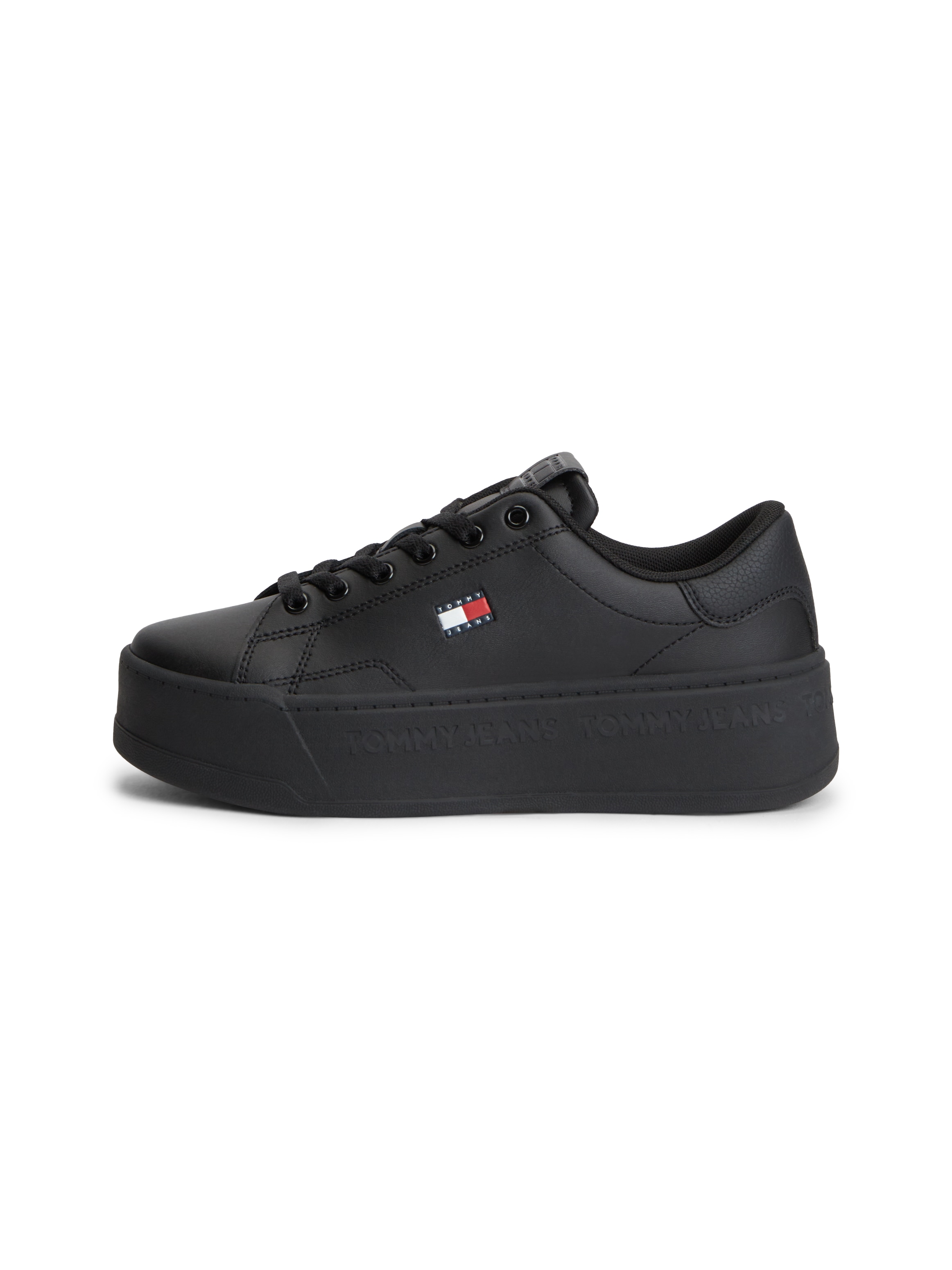 Tommy Jeans Plateausneaker »TJW SCRIPT CUPSOLE FLATFORM«  Freizeitschuh, Halbschuh, Schnürschuh mit seitlicher Logoflagge