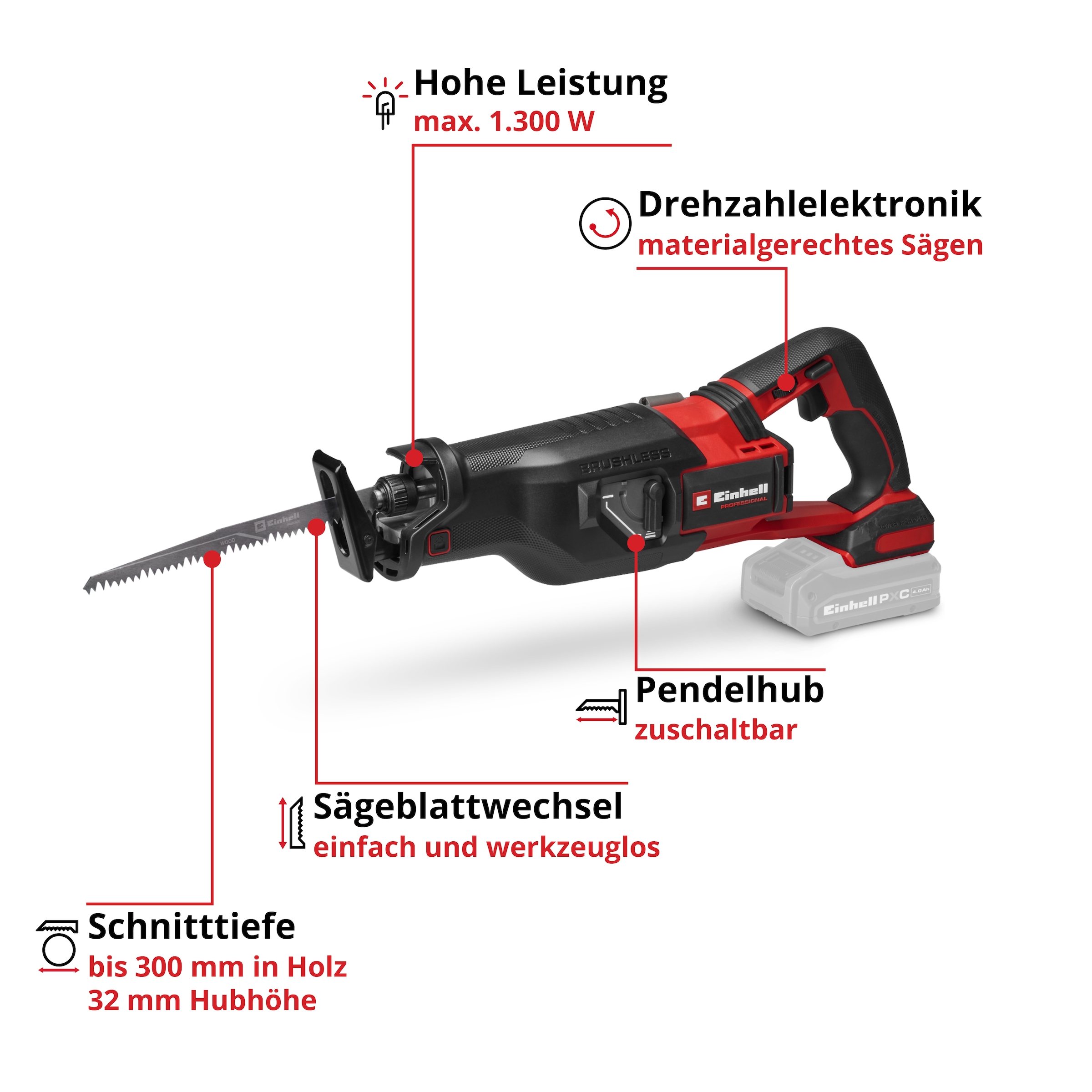 Einhell Akku-Säge »TP-AP 18/32 Li BL - Solo, Professional Akku-Universalsäge« ohne Akku und Ladegerät