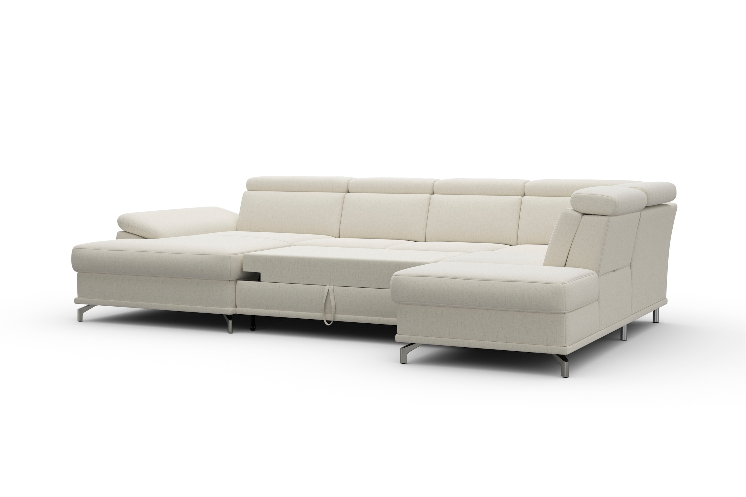 sit&more Wohnlandschaft »Cabrio U-Form, mit Sitztiefenverstellung, Arm- und Kopfteilverstellung«, 3 Nierenkissen, Federkern, optional Bettfunktion und Stauraum