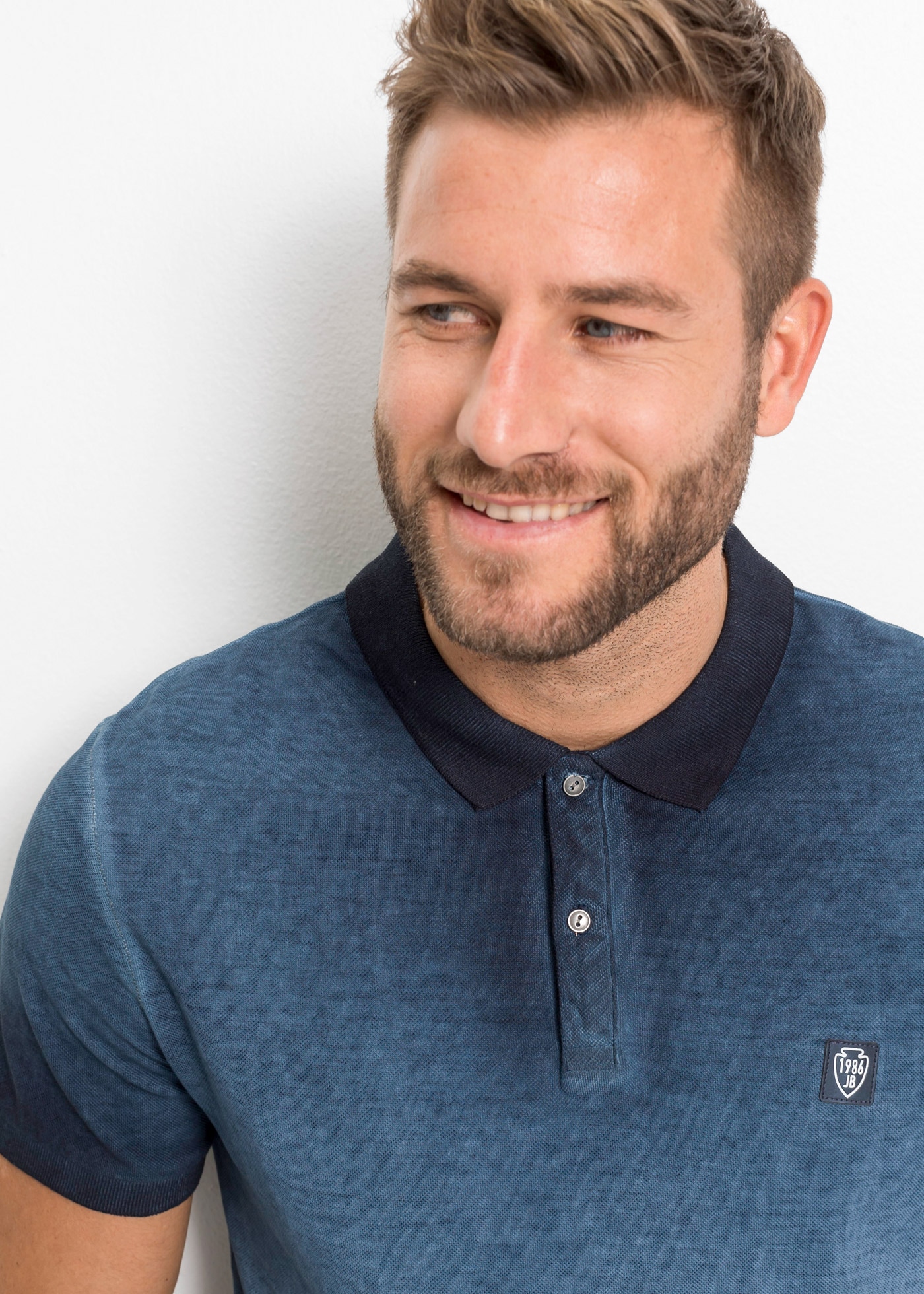 bonprix Poloshirt 1 Kurzarm, Polokragen, ausgewaschene Optik, aus Baumwolle