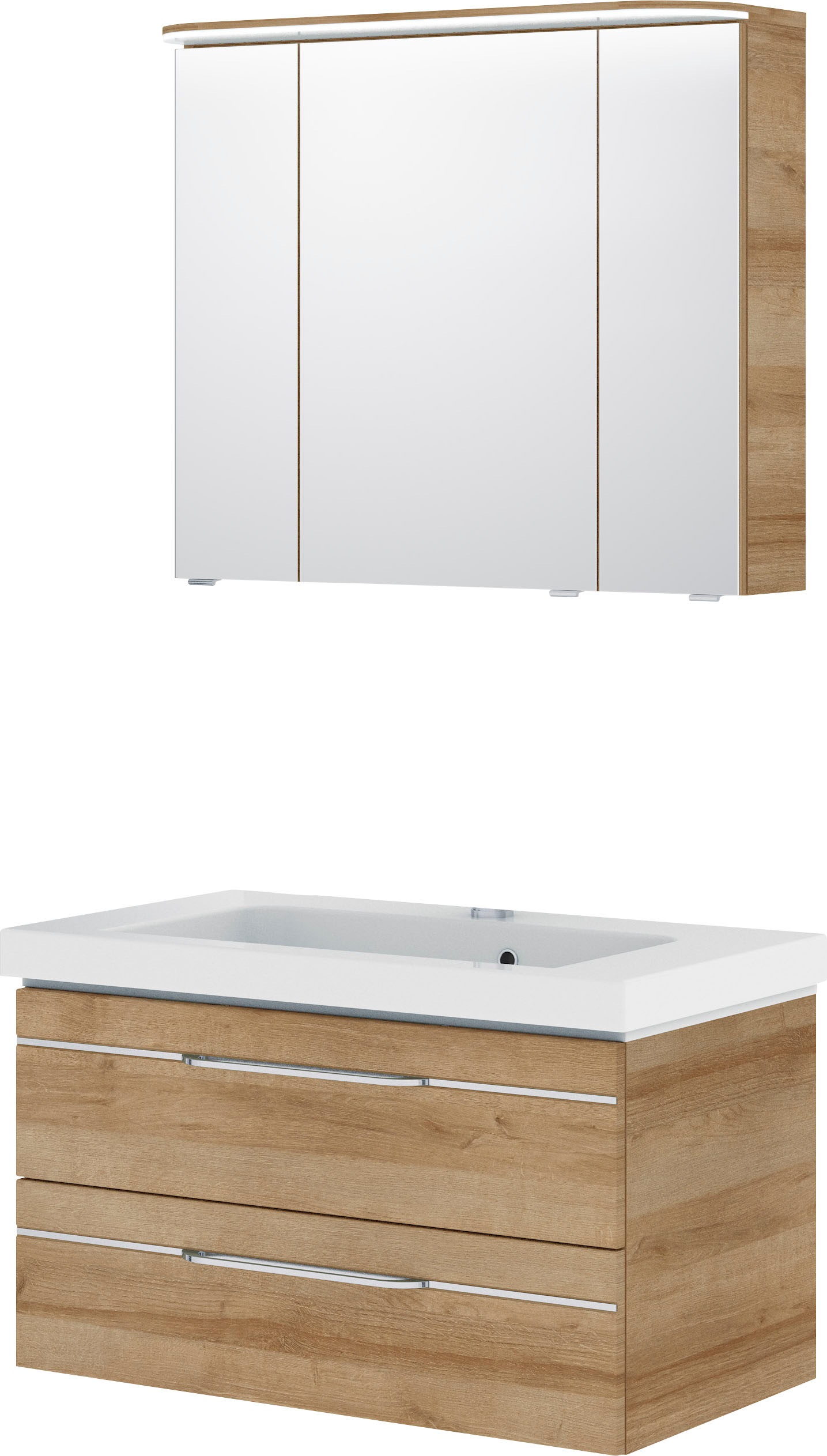 Thumbnail - Saphir Badmöbel-Set "Balto Sprint 2-teilig, Mineralmarmor-Waschtisch mit LED-Spiegelschrank" 2 Stk. tlg.