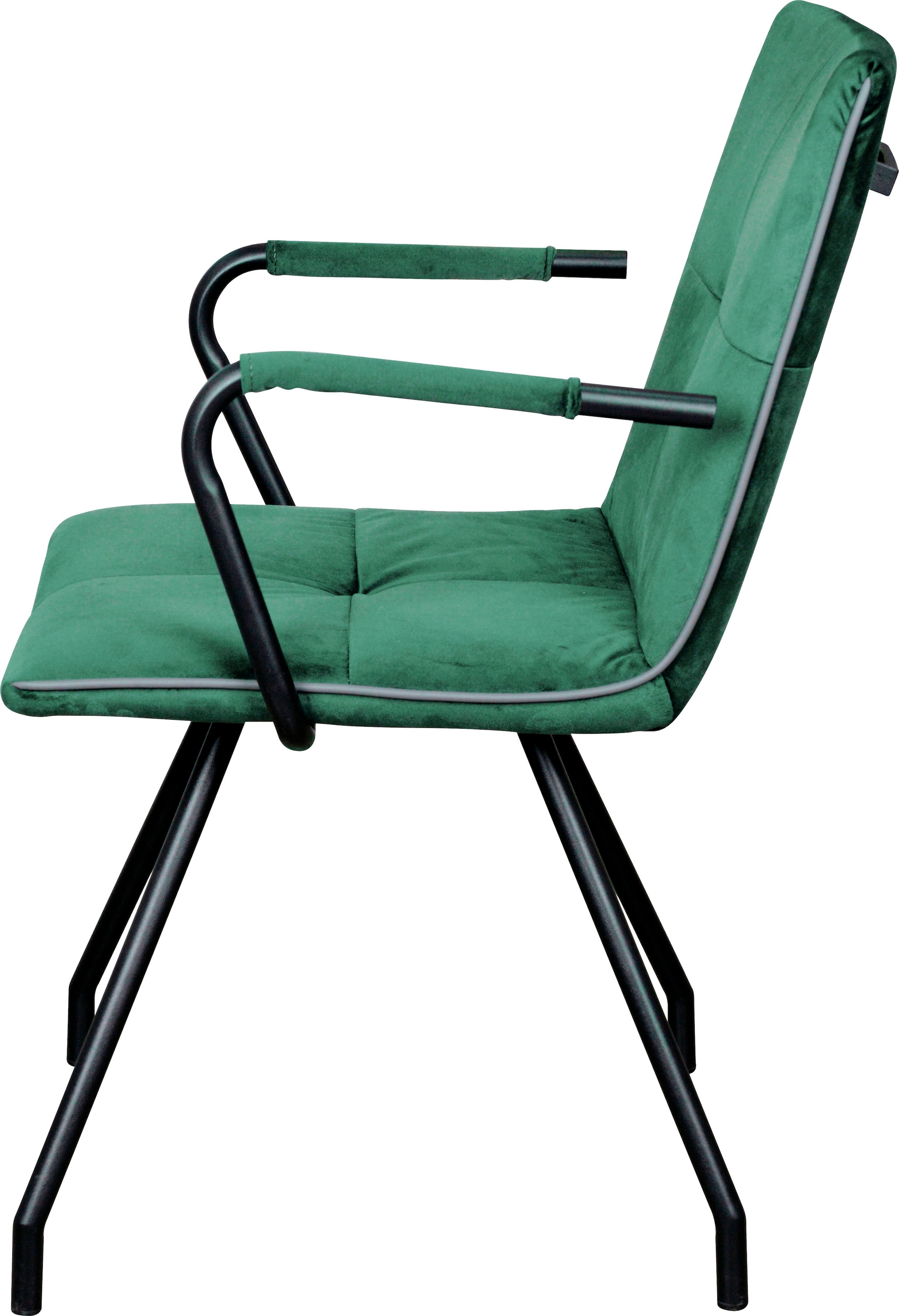 Kayoom Polsterstuhl »Stuhl Eaden 225 2er-Set, samtiger Stoffbezug, Paspel aus Kunstleder«, (Set), 2 St., stilvoll, pflegeleicht, zeitgemäße Farbgebung, samtiger Stoffbezug