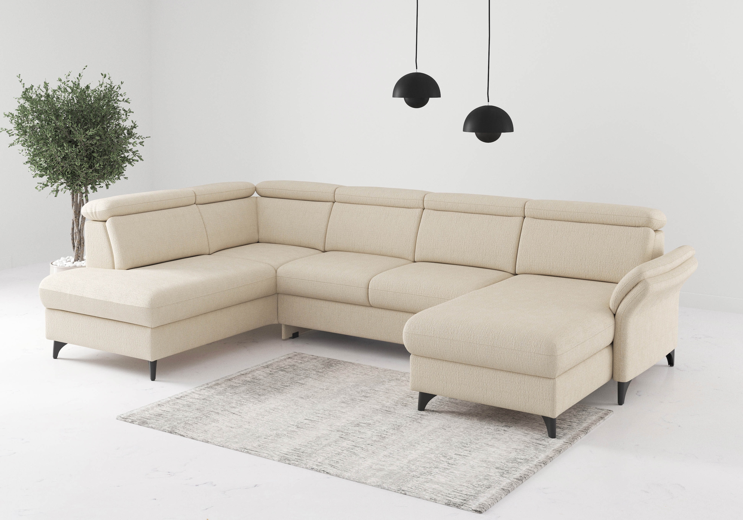 sit&more Wohnlandschaft "Glendale, U-Form" inkl. Kopfteilverstellung,wahlweise mit Vorziehsitz und Bettkasten