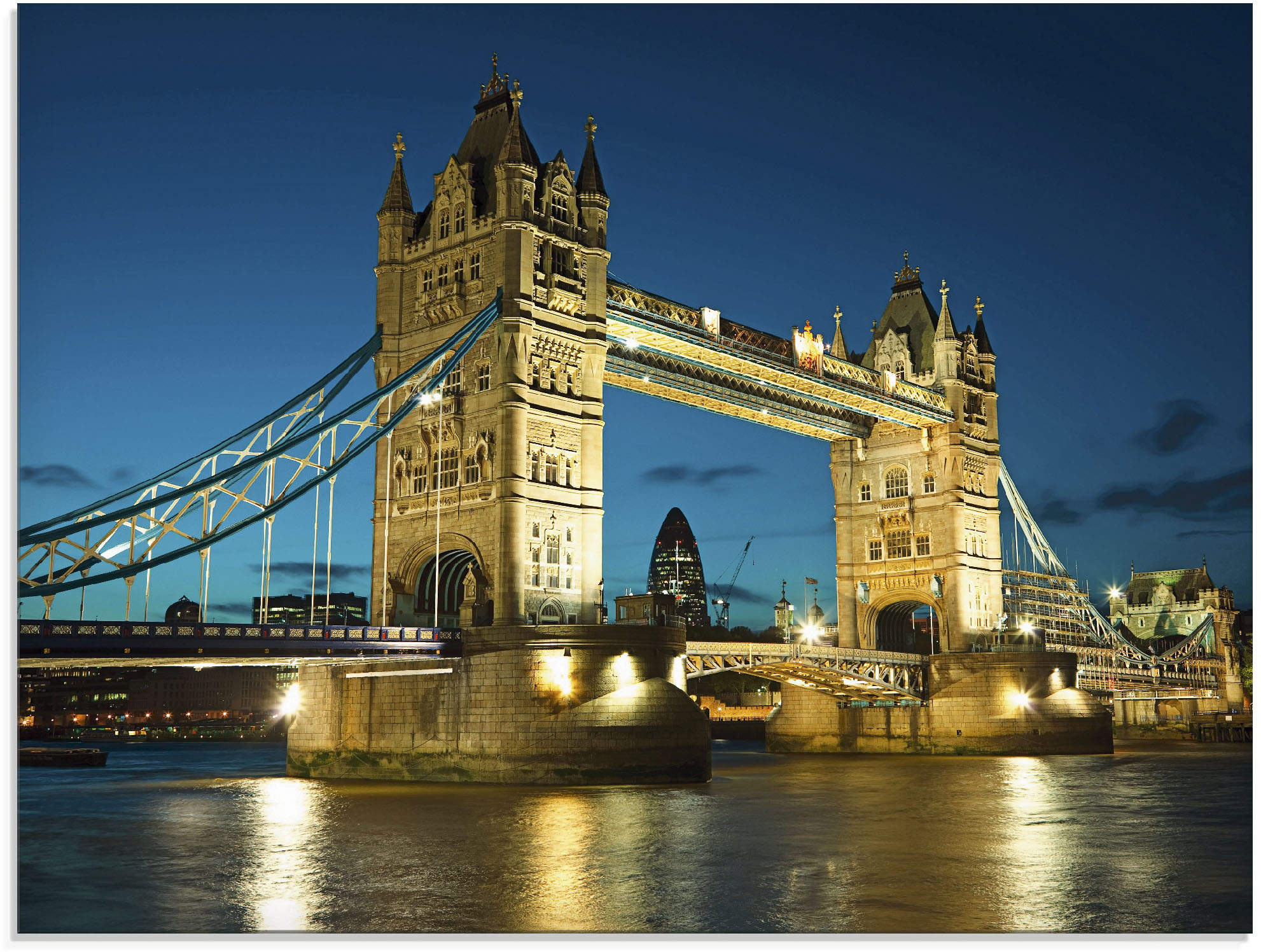 Artland Glasbild "Tower Bridge Abenddämmerung London" Brücken 1 Stk. tlg. in verschiedenen Größen