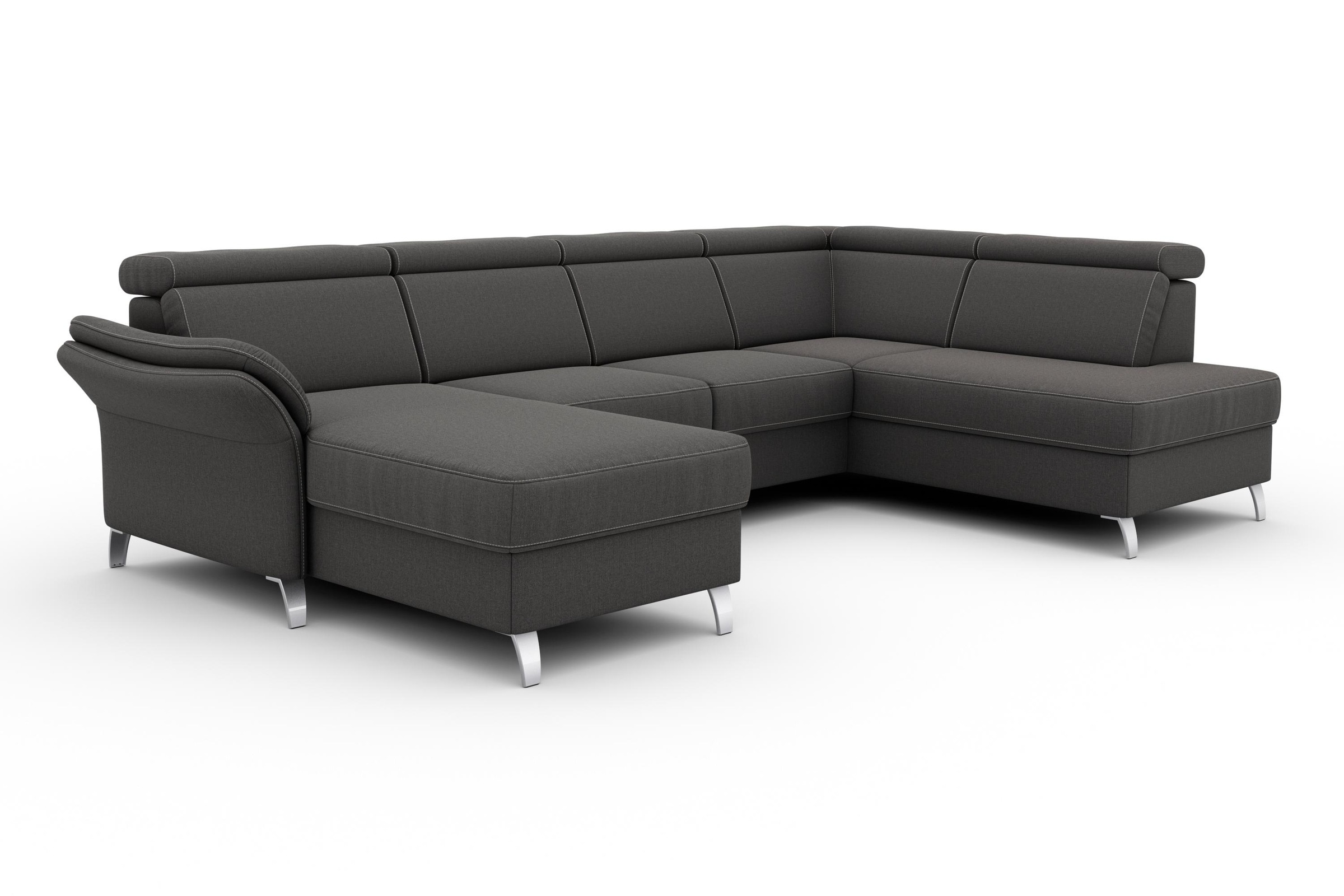 sit&more Wohnlandschaft »Vincenzo U-Form«, inklusive Kopfteilverstellung, wahlweise mit Bettfunktion, Bettkasten