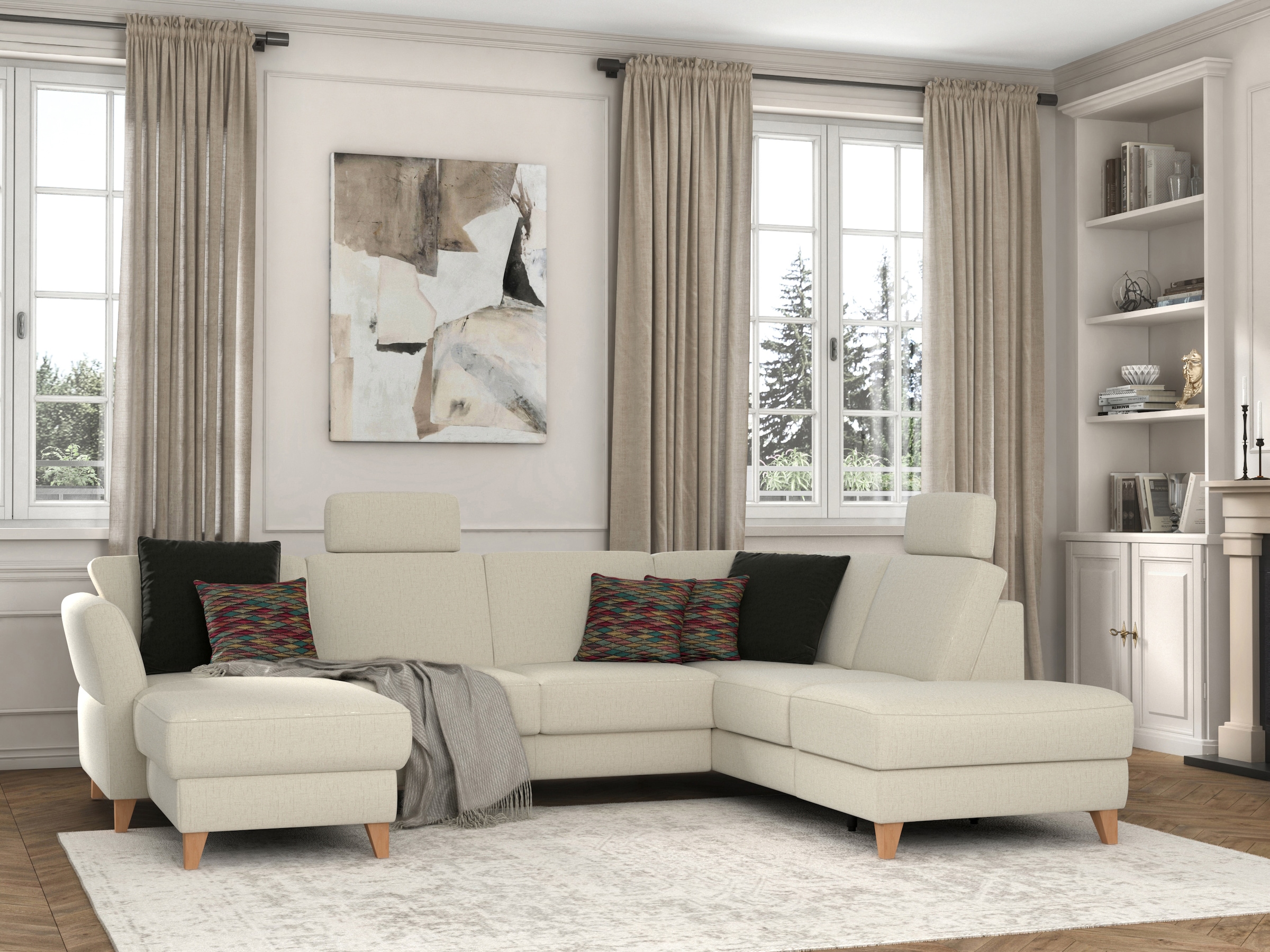 sit&more Wohnlandschaft »Visby U-Form« wahlweise mit Bettfunktion und Stauraum, frei im Raum stellbar