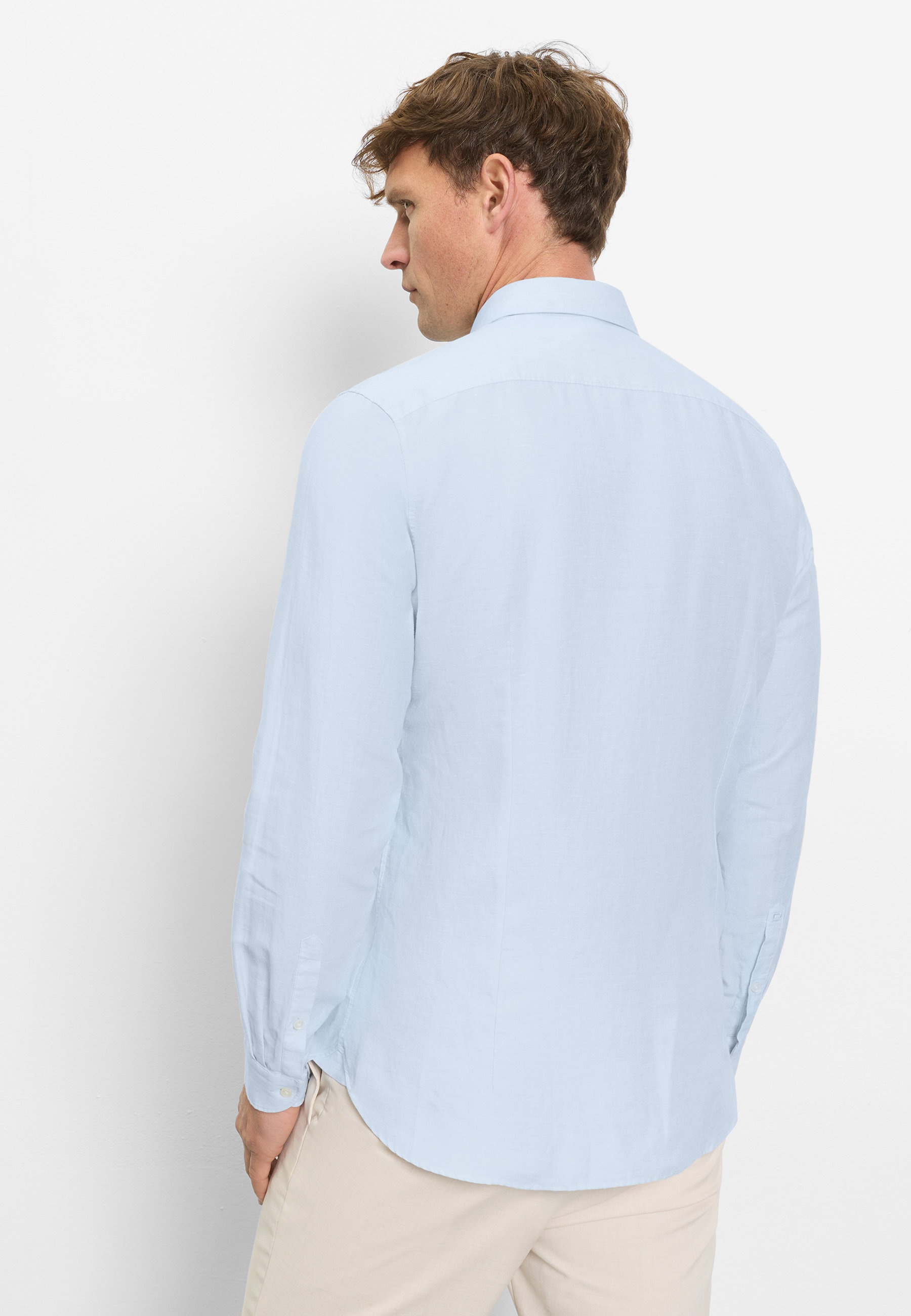 OLYMP Level Five Linen Blend Shirt Light Blue 42 9