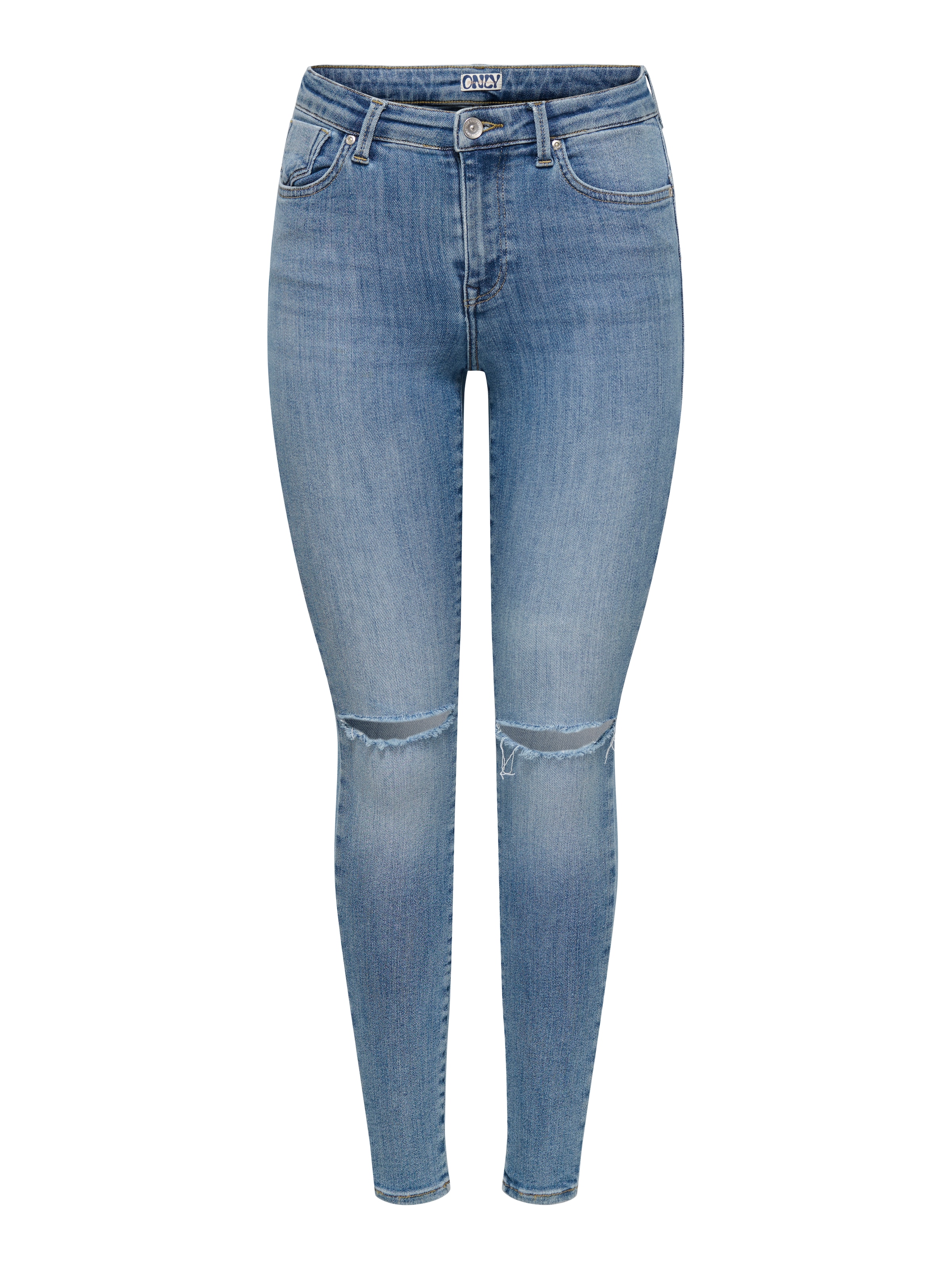 ONLY Skinny-fit-Jeans "ONLPOWER MID SK PUSHUP KNEE CUT DNM" mit Destroyed D günstig online kaufen