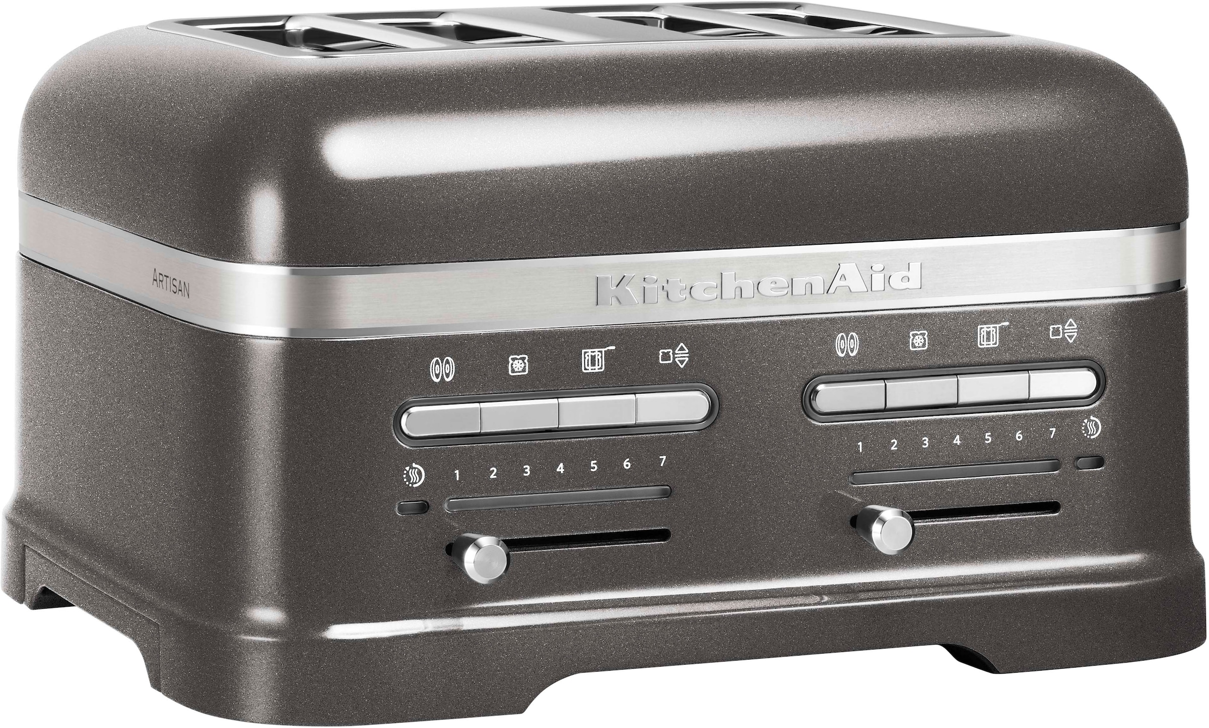 KitchenAid Toaster "Artisan 5KMT4205EMS MEDALLION-SILBER", 4 kurze Schlitze, für 4 Scheiben, 2500 W, mit Sandwichzange