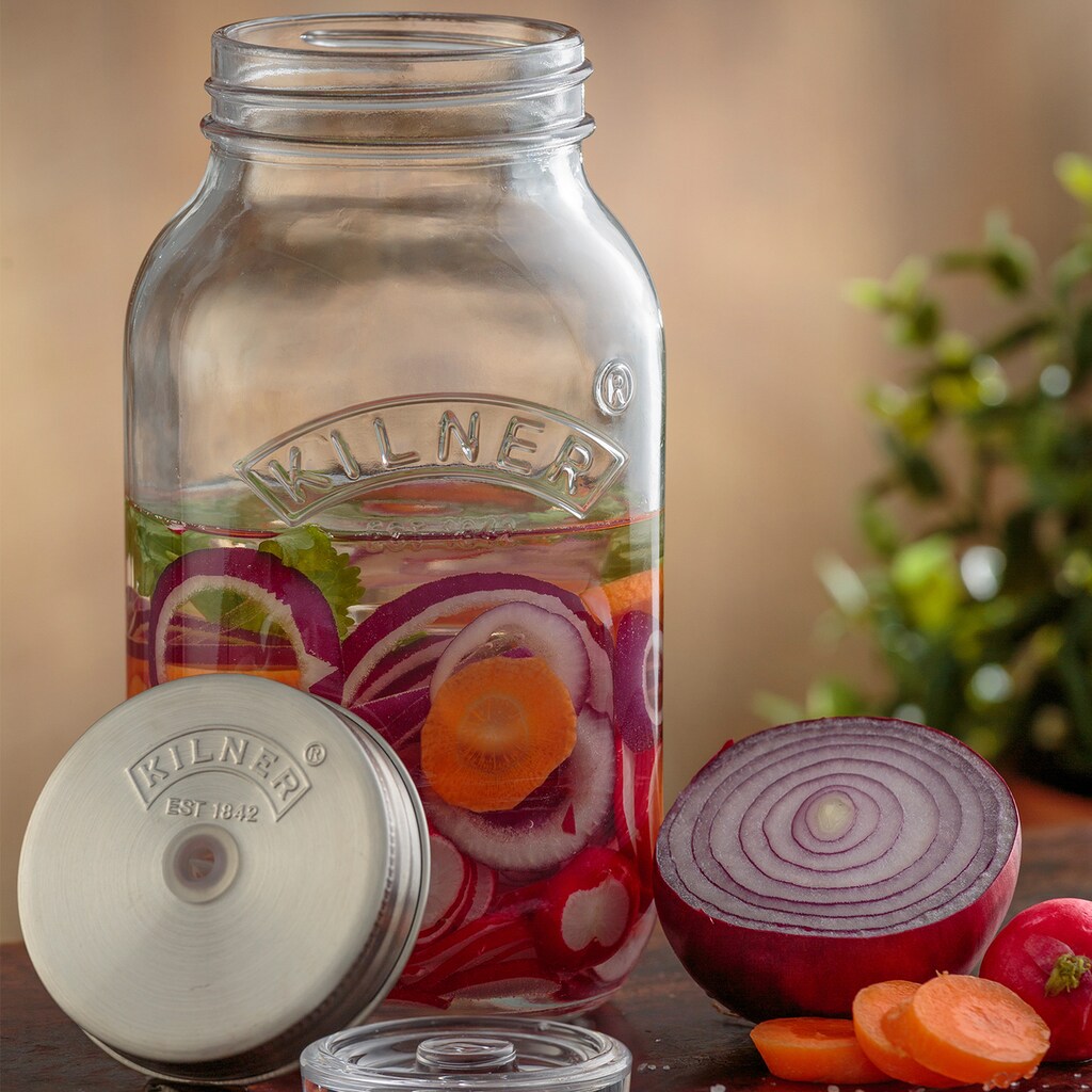 KILNER Aufbewahrungssystem, (Set, 2 tlg.), (Fermentier-Set), zum Konservieren von Gemüse á 1 Liter