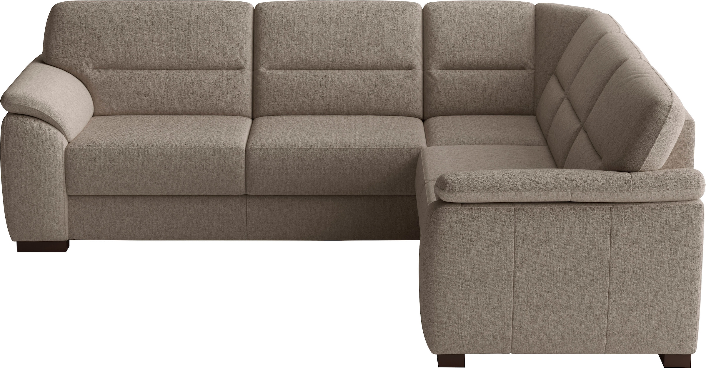 sit&more Ecksofa "Montego L-Form, B: 256 cm, große Stoffauswahl, Komfortsitzhöhe 46 cm" mit Schlaffunktion und Schubkasten mit Stauraum